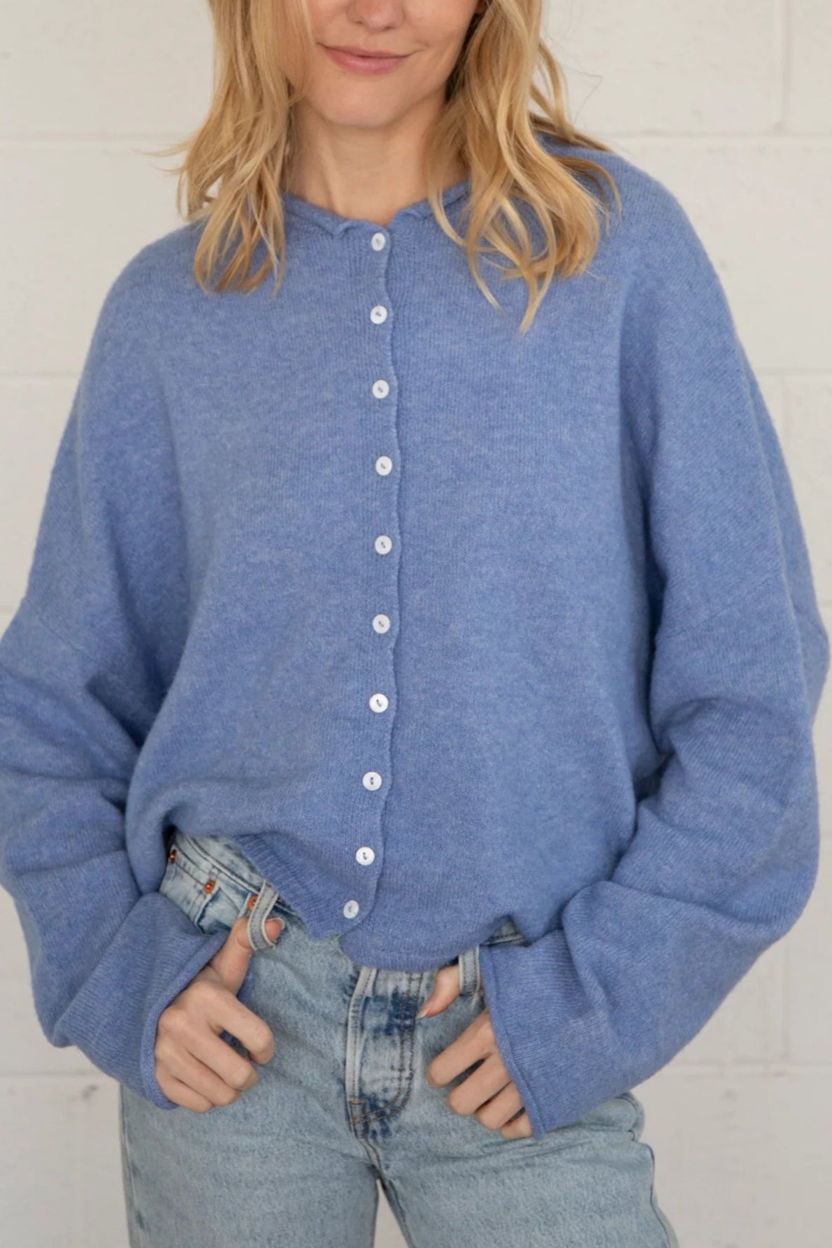 Haven Cardigan in Dusty Blue - Neutral Ground