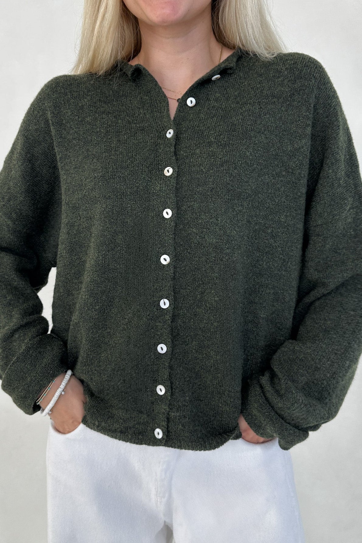 Haven Cardigan in Hunter Green - Neutral Ground