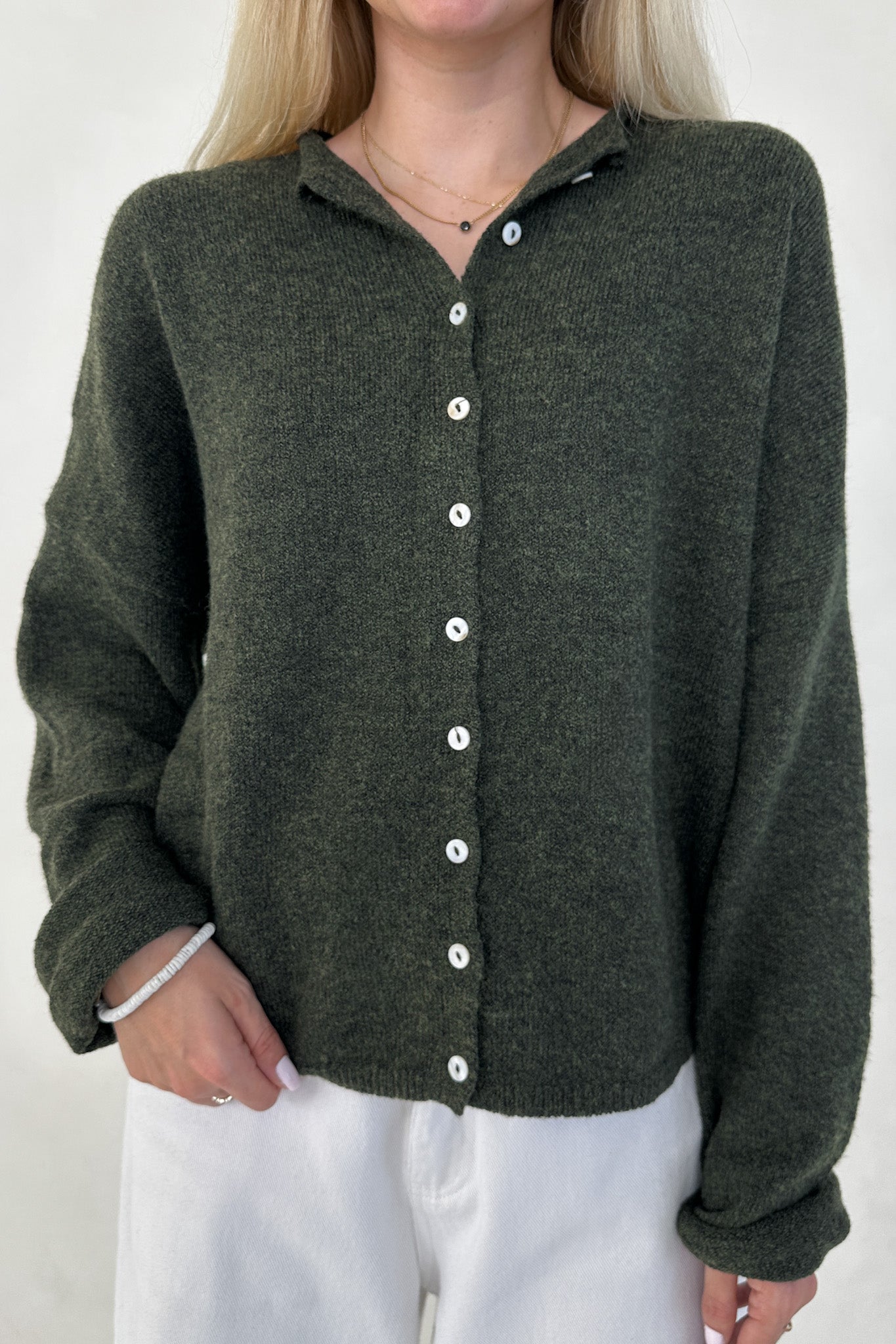 Haven Cardigan in Hunter Green - Neutral Ground
