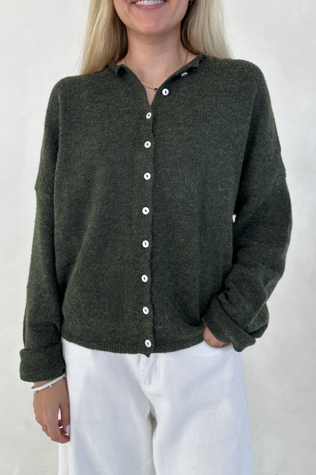 Haven Cardigan in Hunter Green - Neutral Ground