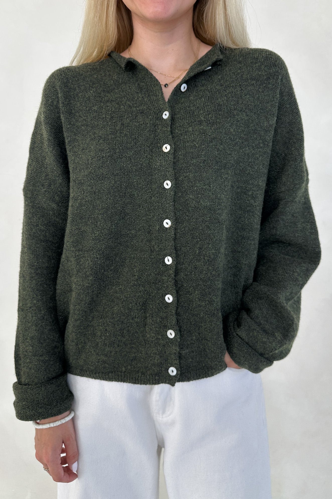 Haven Cardigan in Hunter Green - Neutral Ground