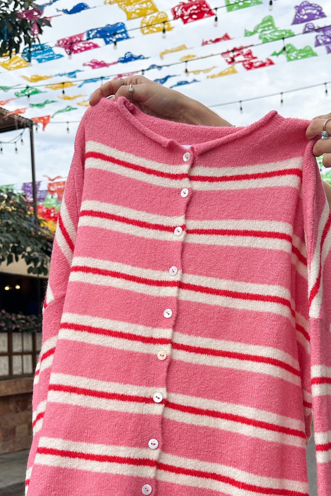 Haven Cardigan in Pink and Red - Neutral Ground