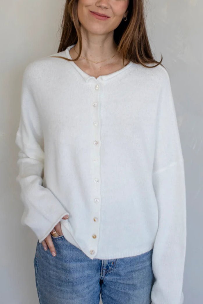 Haven Cardigan in Snow - Neutral Ground