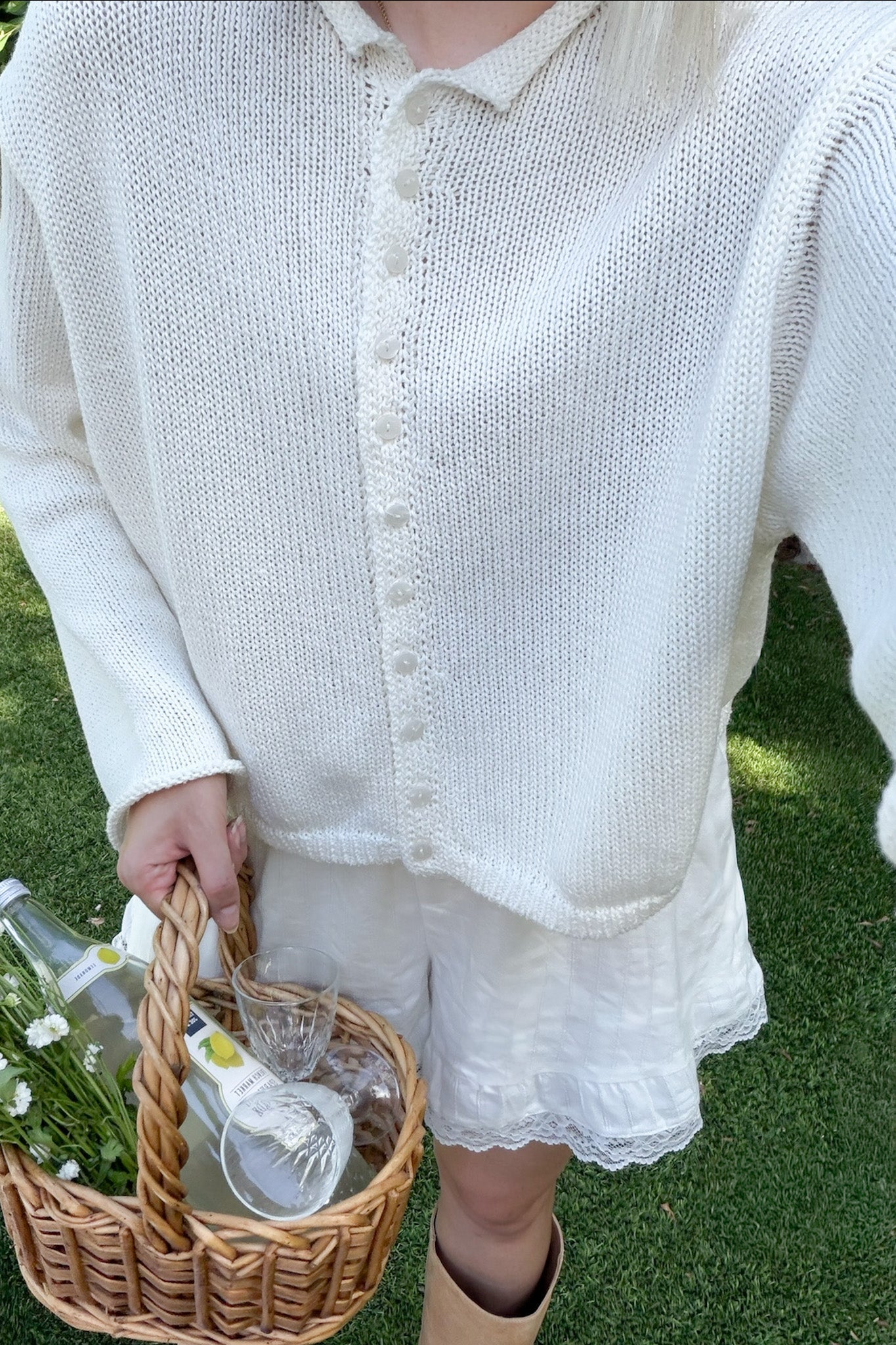 Haven Cotton Knit Cardigan in Cream - Neutral Ground