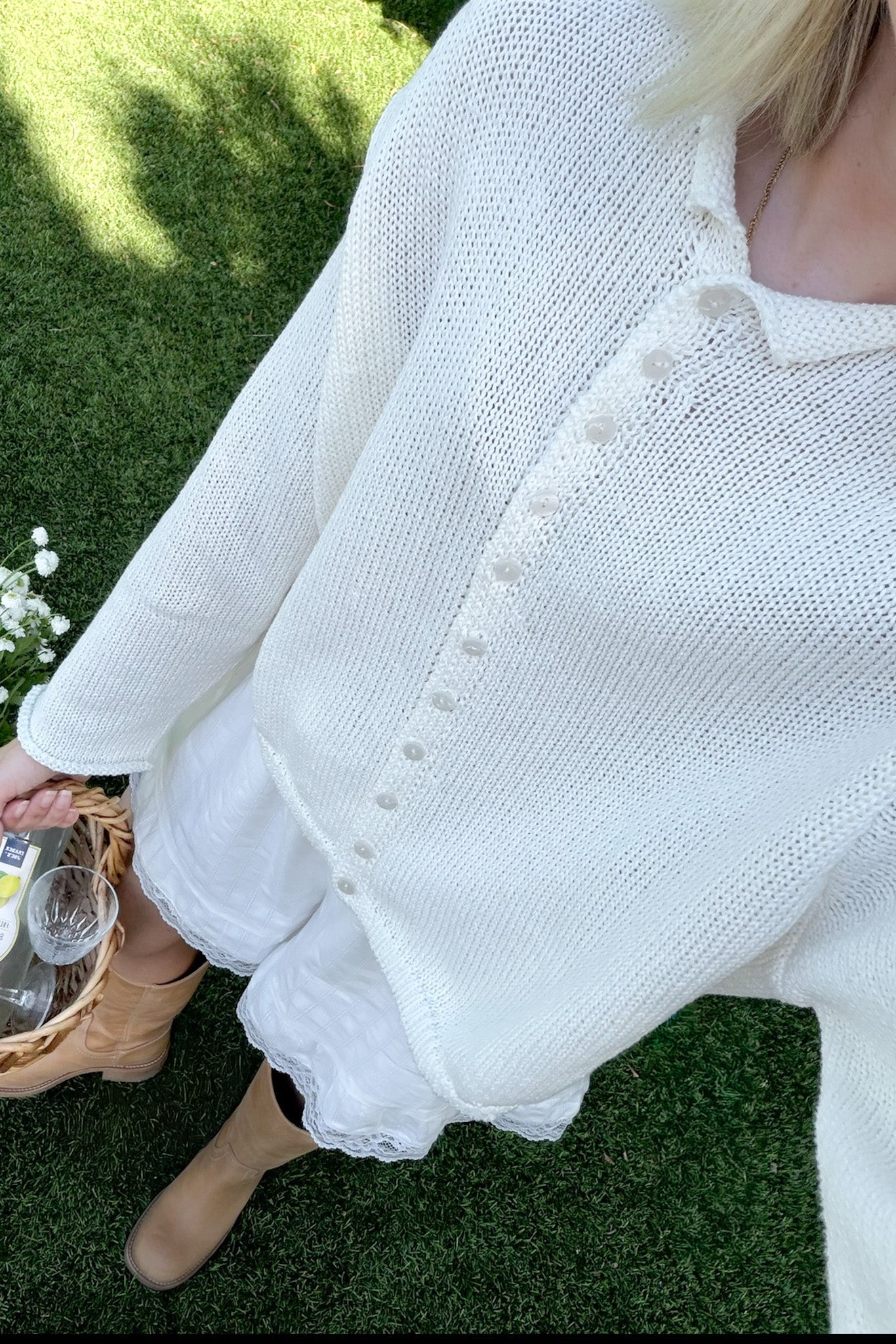 Haven Cotton Knit Cardigan in Cream - Neutral Ground