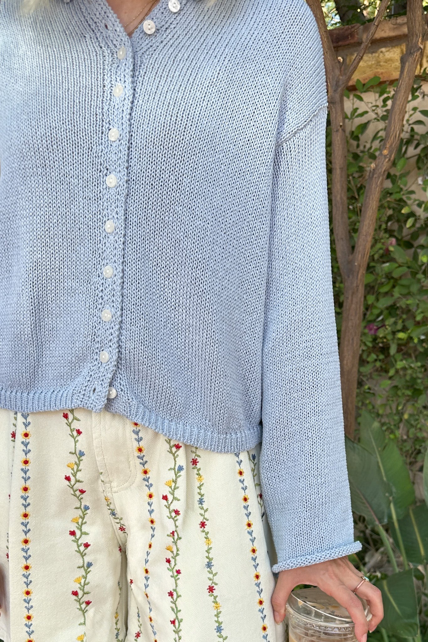Haven Cotton Knit Cardigan in Dusty Blue - Neutral Ground