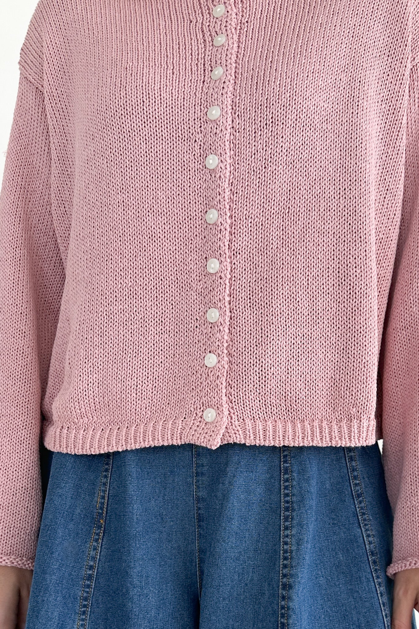 Haven Cotton Knit Cardigan in Dusty Rose - Neutral Ground