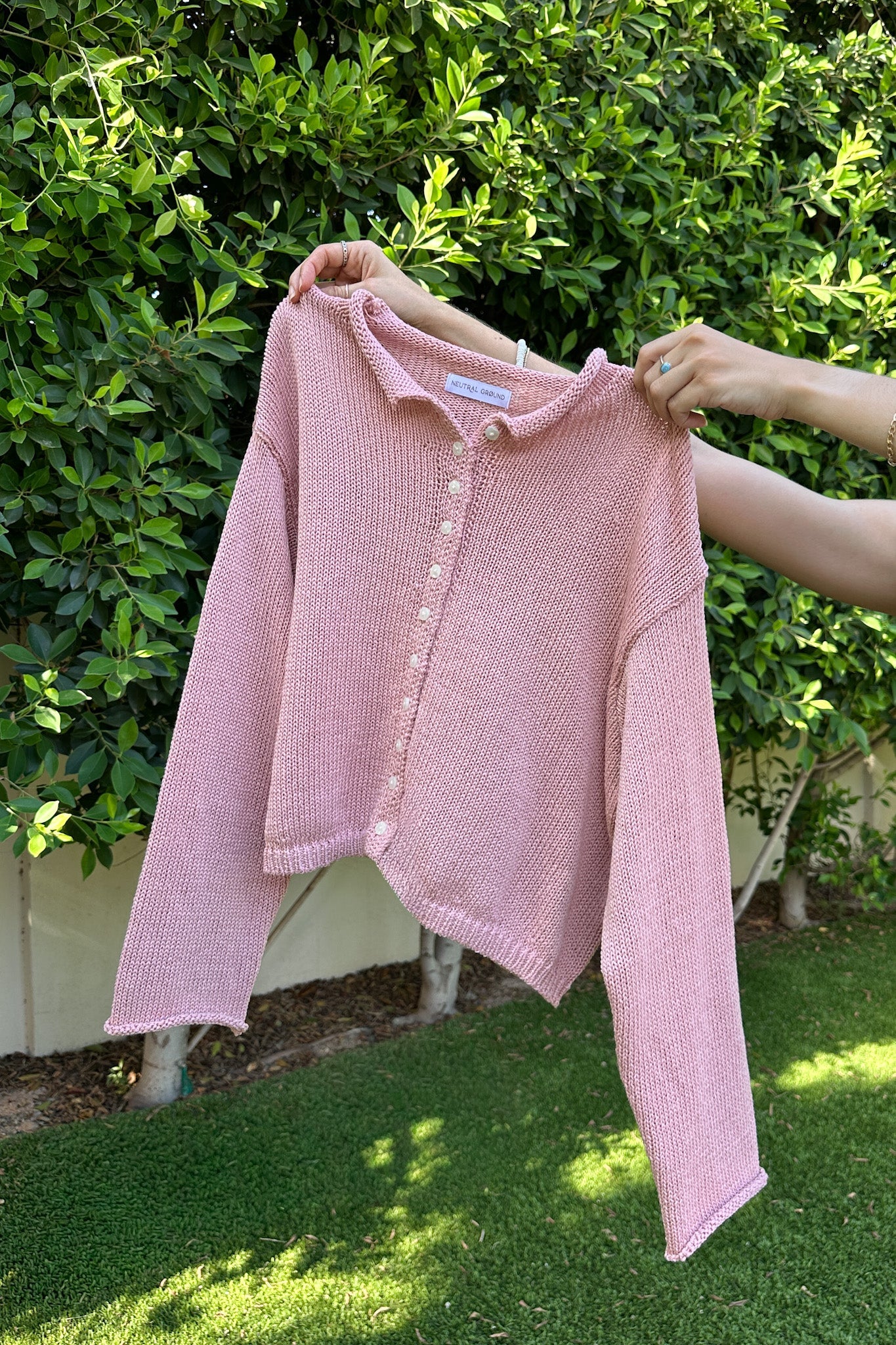 Haven Cotton Knit Cardigan in Dusty Rose - Neutral Ground
