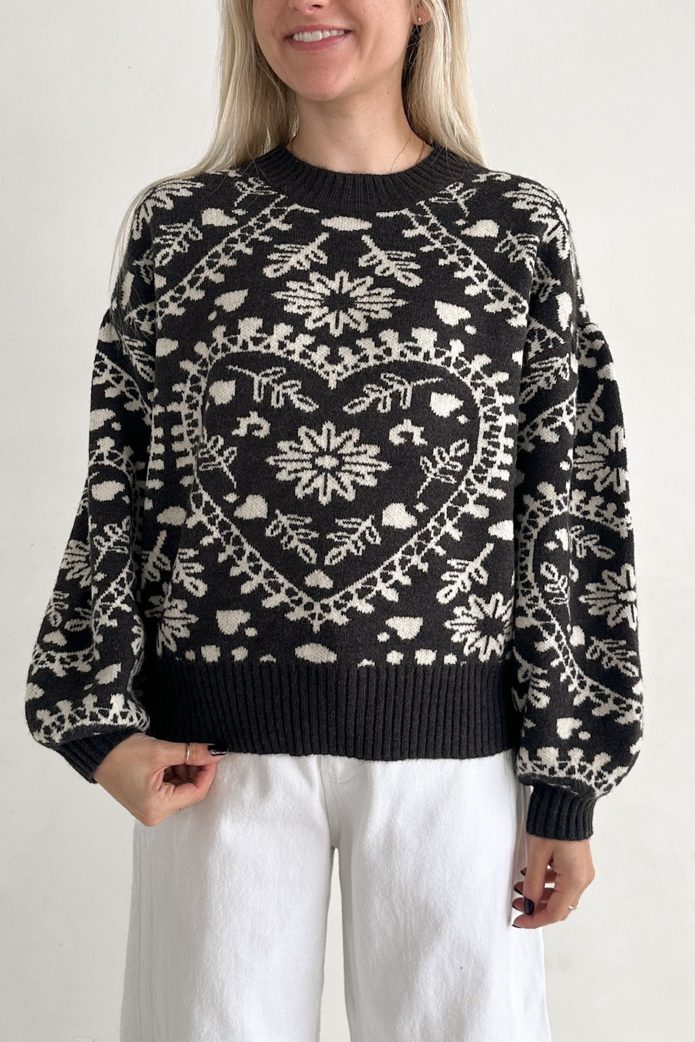 Heirloom Floral Faire Isle Knit Sweater - Neutral Ground
