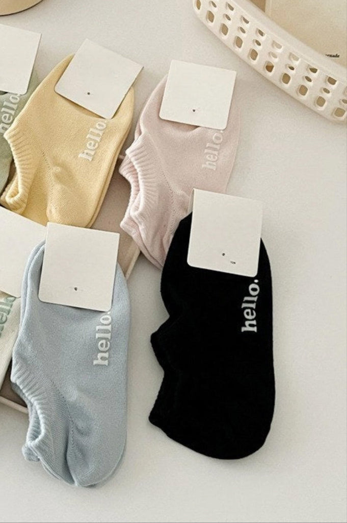 Hello Sunshine Ankle Socks in Black - Neutral Ground