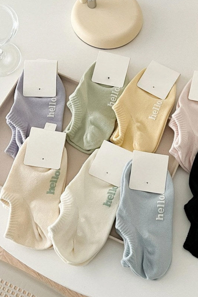Hello Sunshine Ankle Socks in Sage - Neutral Ground