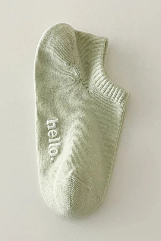 Hello Sunshine Ankle Socks in Sage - Neutral Ground