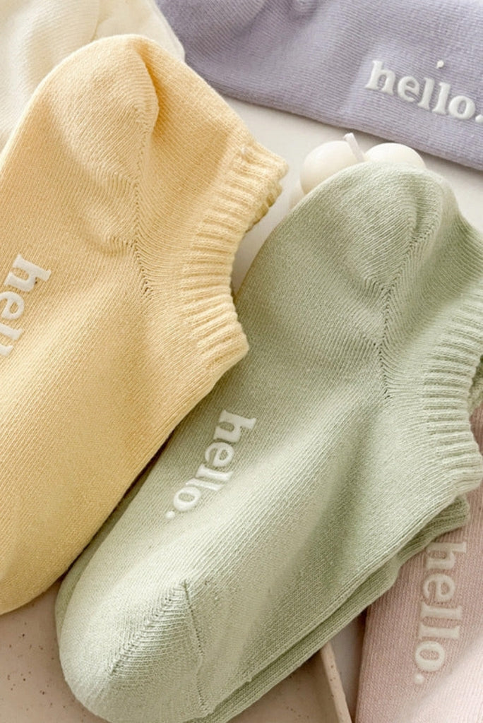 Hello Sunshine Ankle Socks in Sage - Neutral Ground
