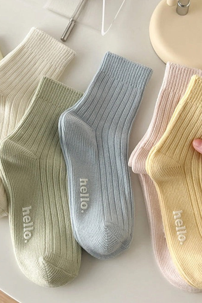 Hello Sunshine Crew Socks in Blue - Neutral Ground