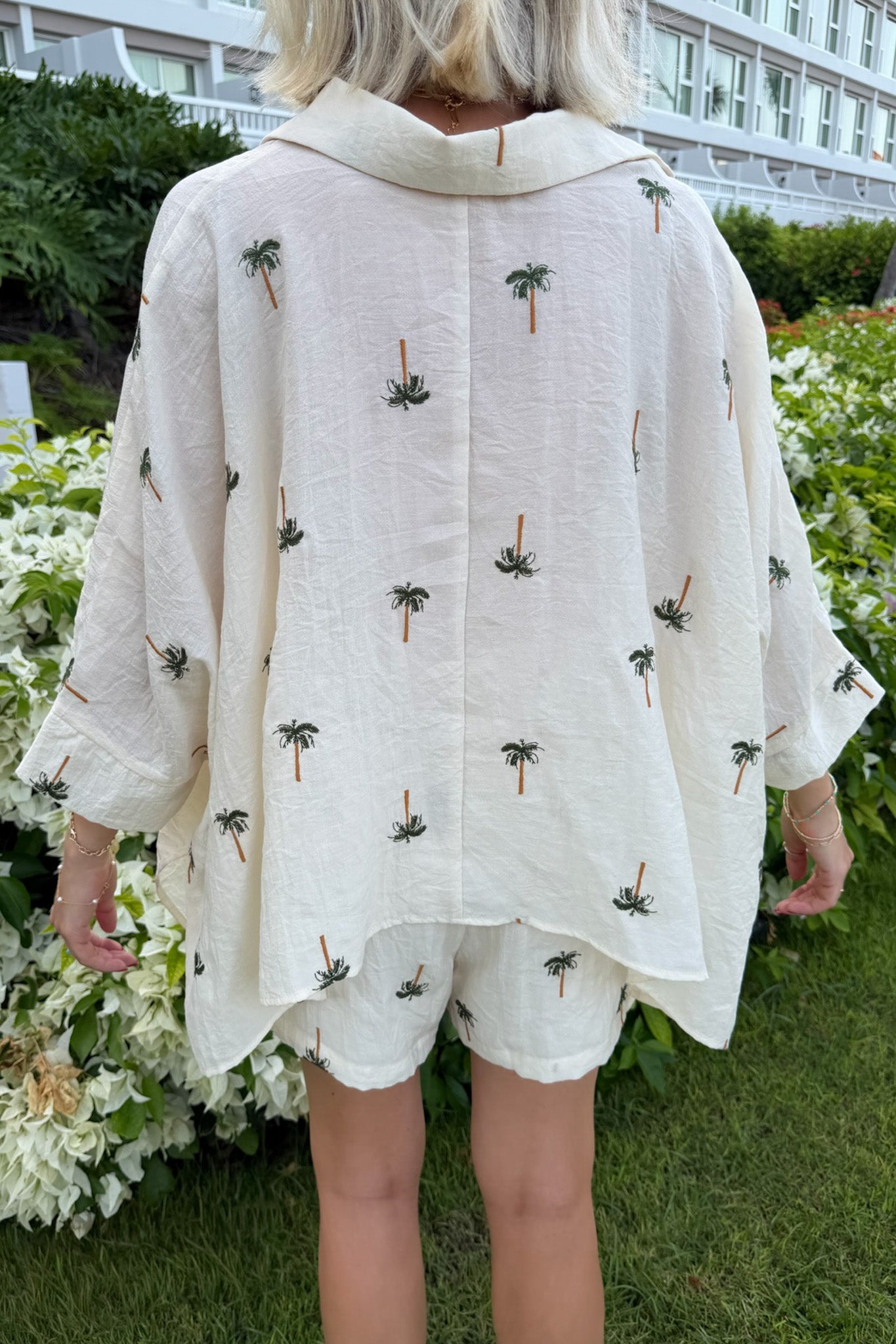Hideaway Embroidered Button Down Top - Neutral Ground