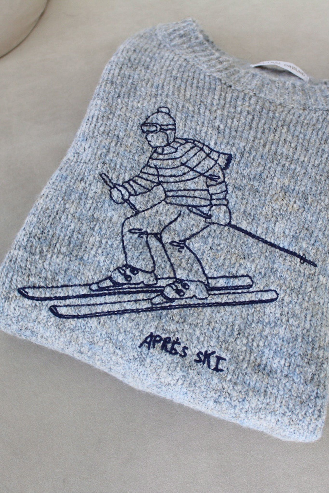 Hit the Slopes Embroidered Aprés Ski Knit Sweater - Neutral Ground