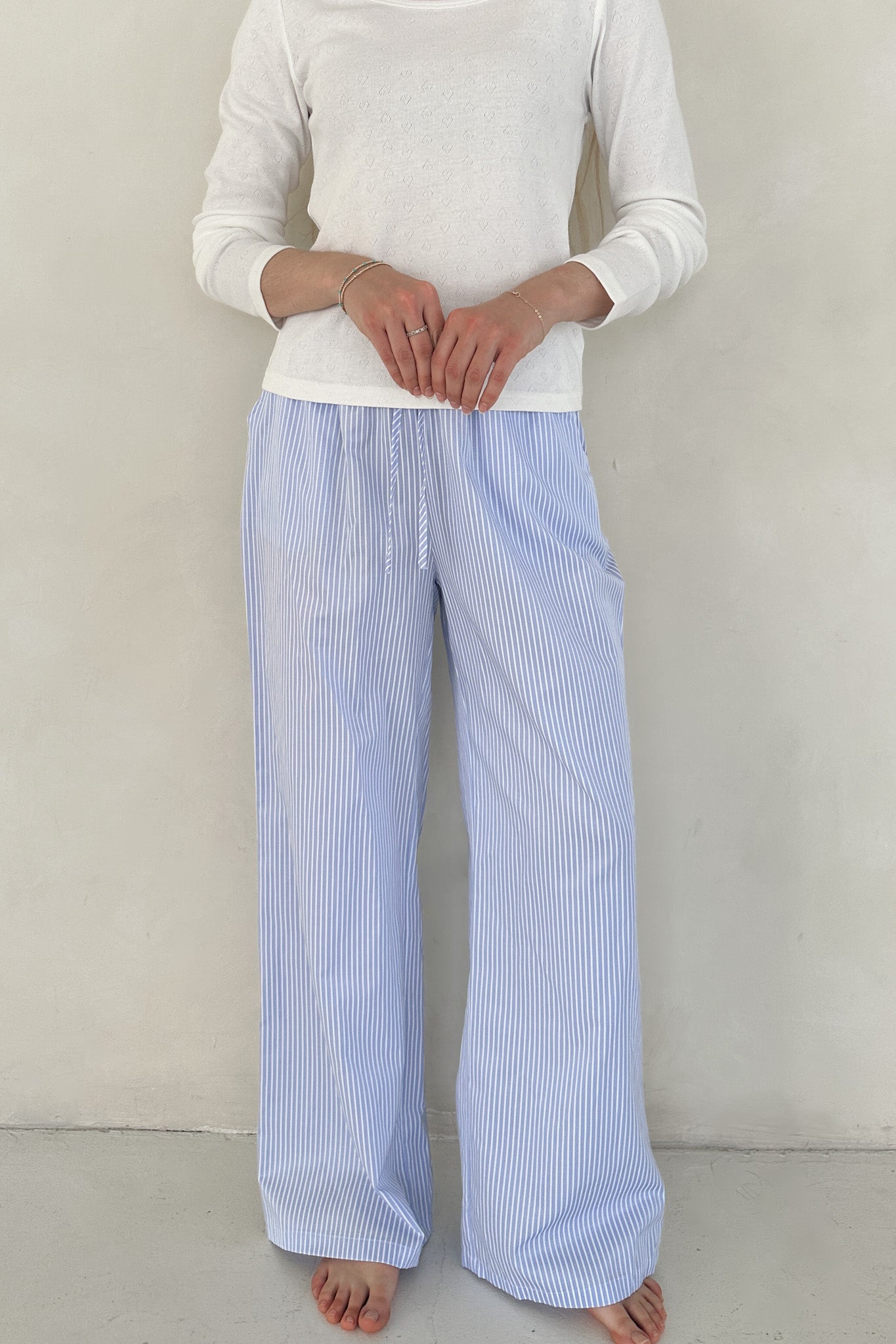 Homebody Periwinkle Striped Lounge Pants - Neutral Ground