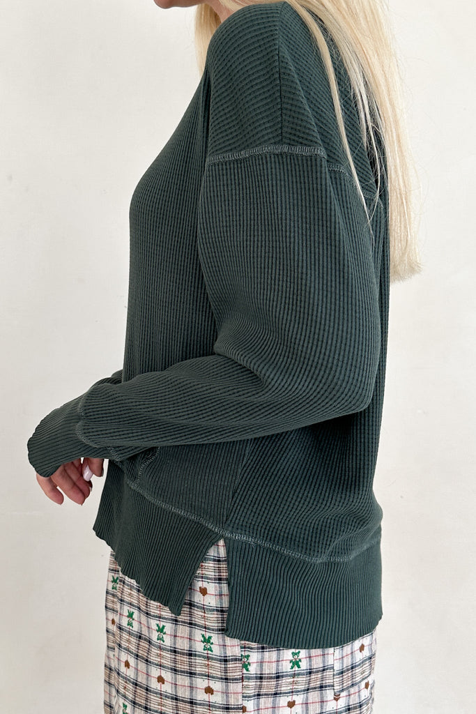 Homebody Waffle Knit Pullover - Neutral Ground