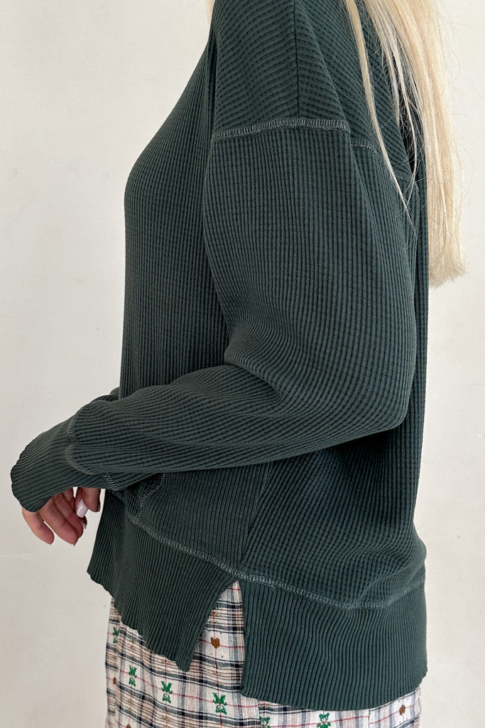 Homebody Waffle Knit Pullover - Neutral Ground