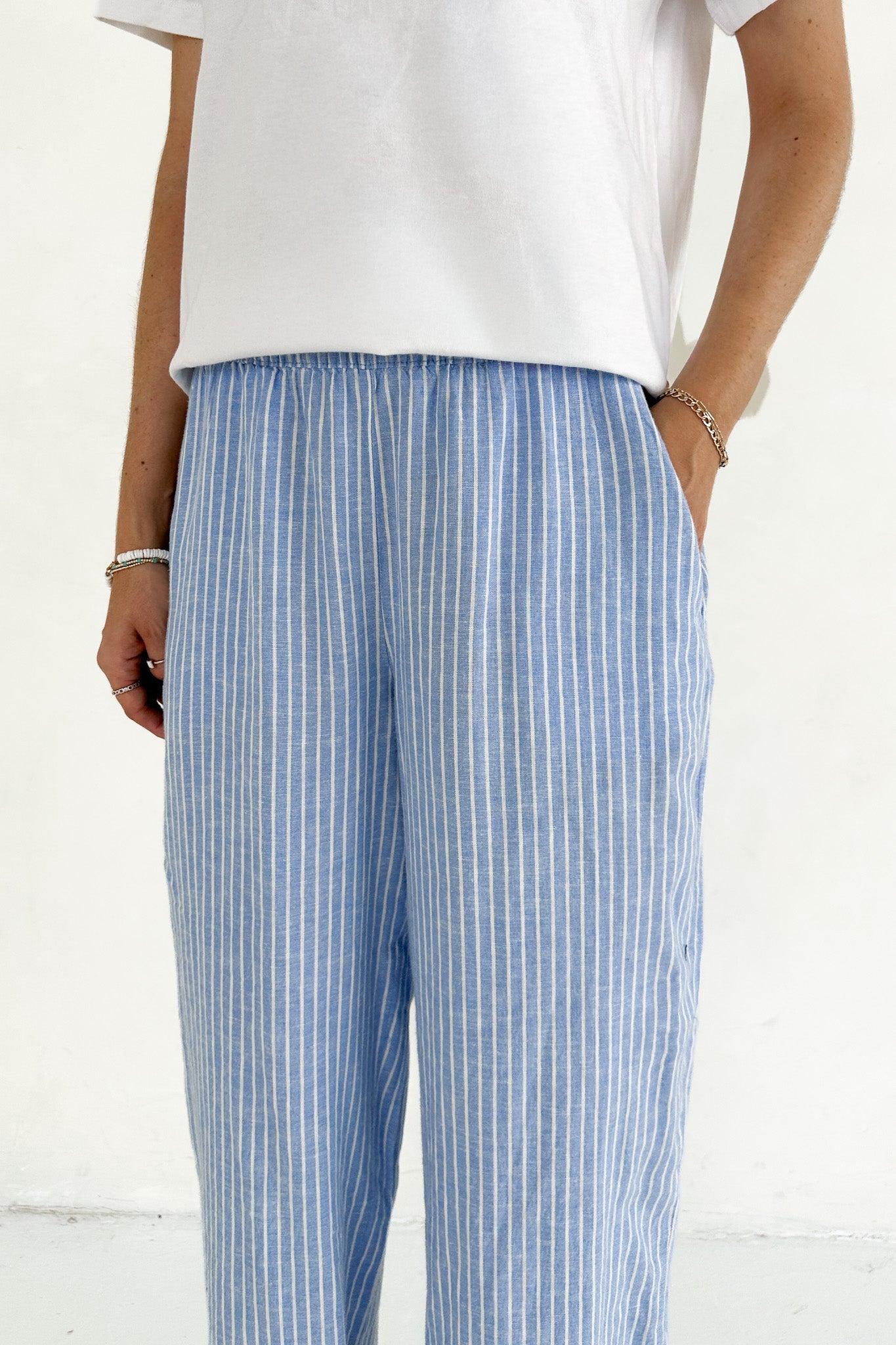 Isla Coastal Blue Striped Pant - Neutral Ground