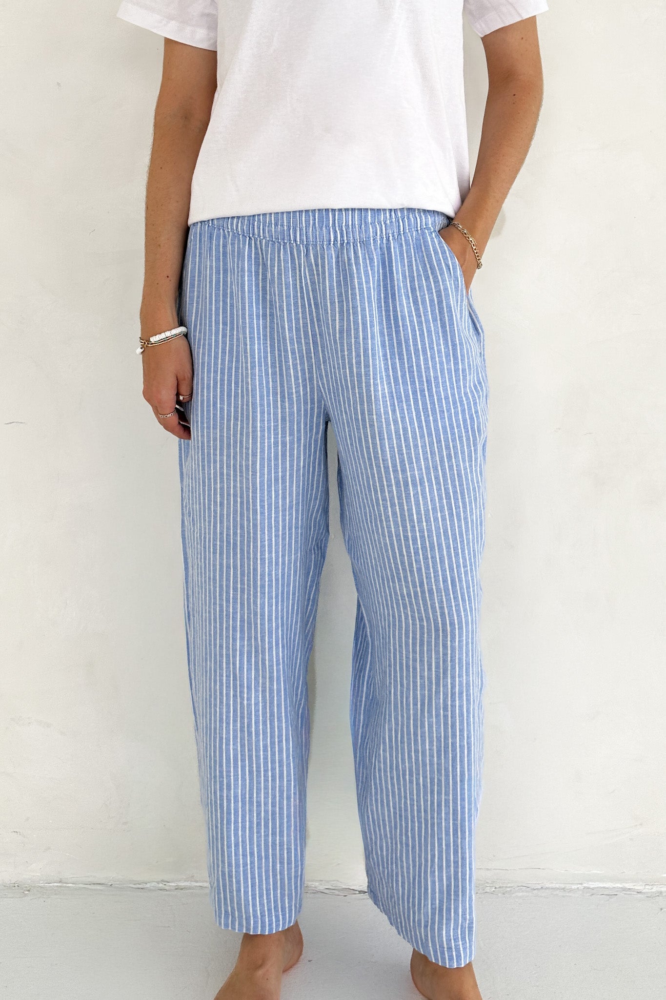 Isla Coastal Blue Striped Pant - Neutral Ground
