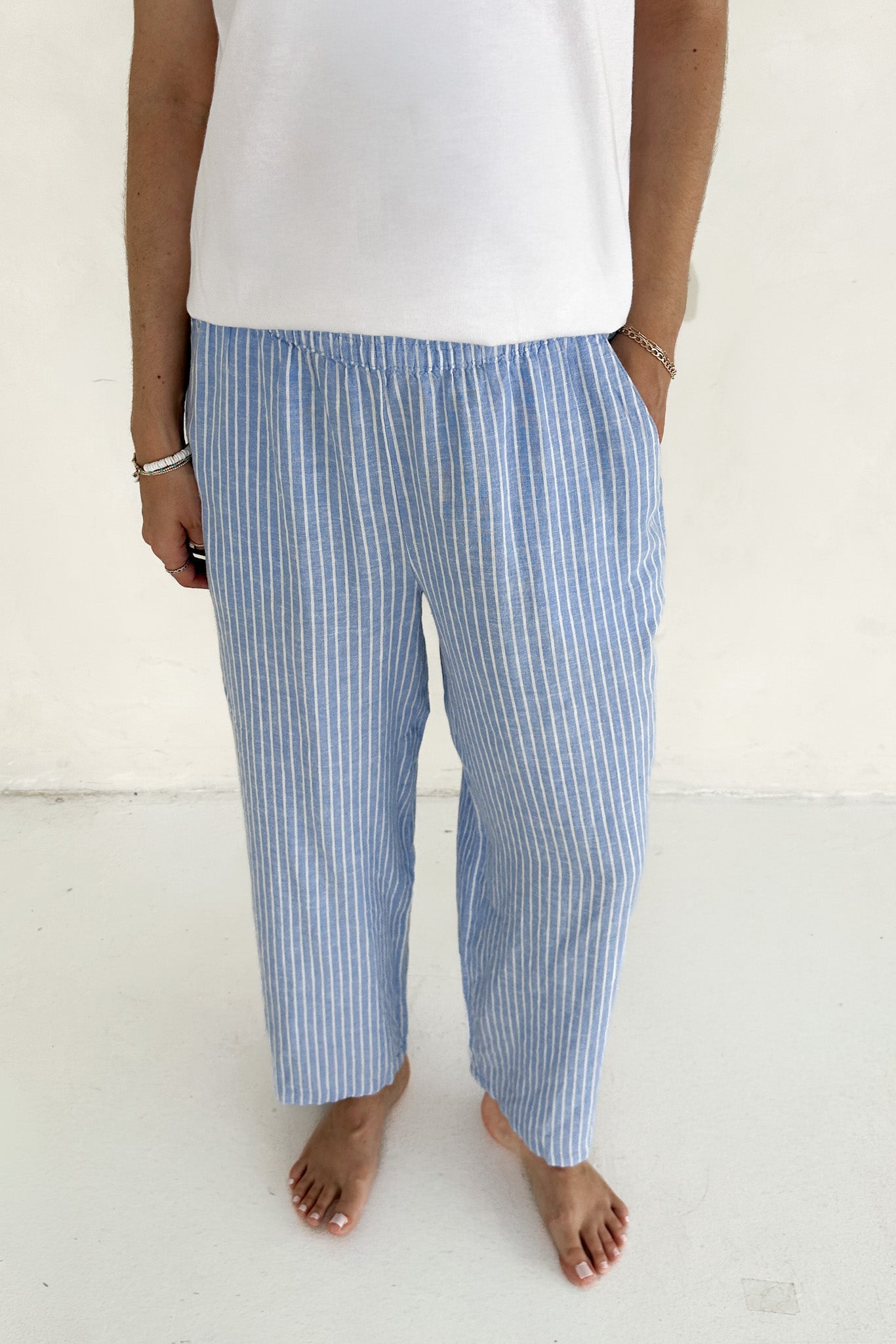 Isla Coastal Blue Striped Pant - Neutral Ground