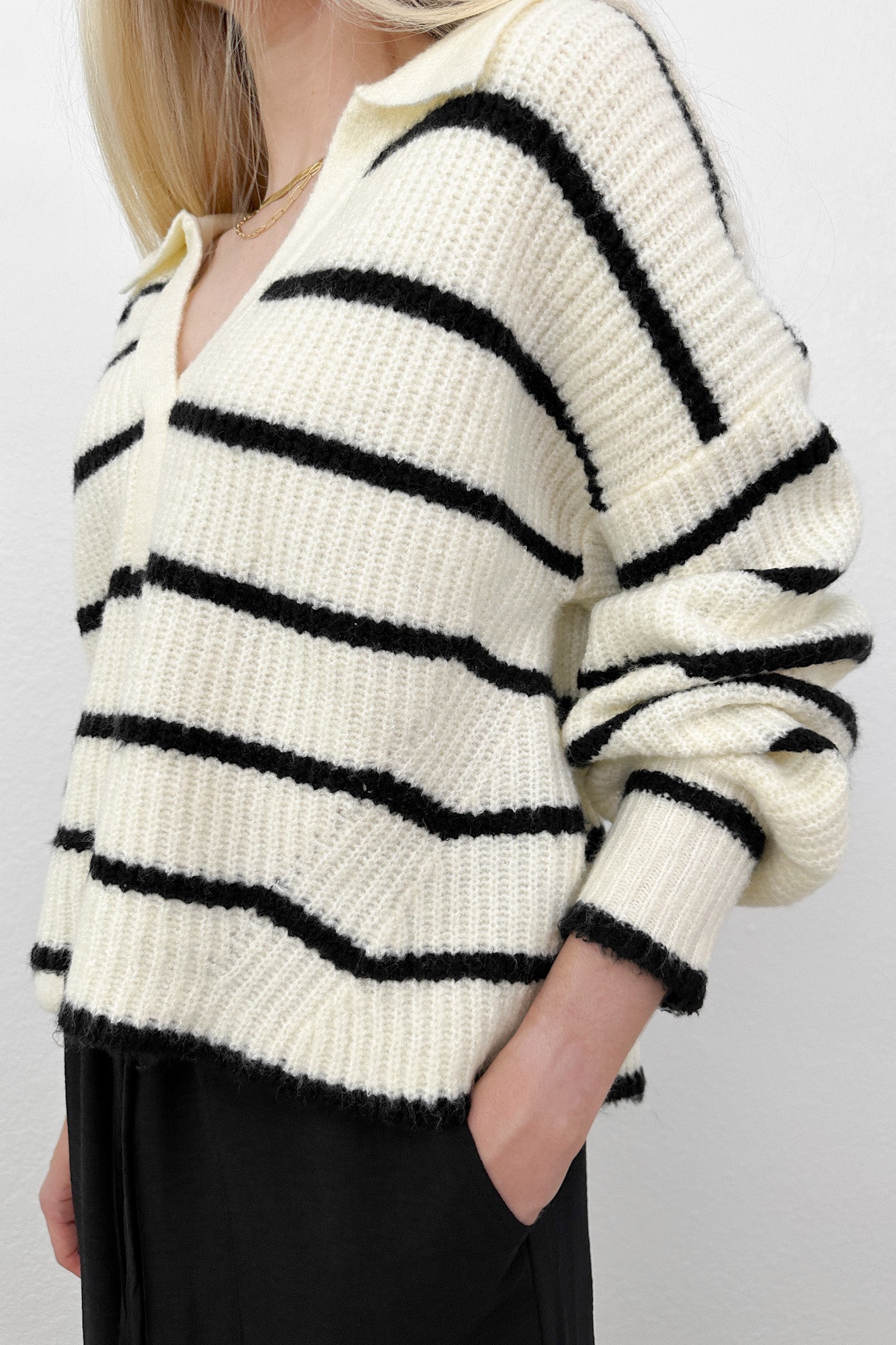 Isla Striped Collar Sweater - Neutral Ground