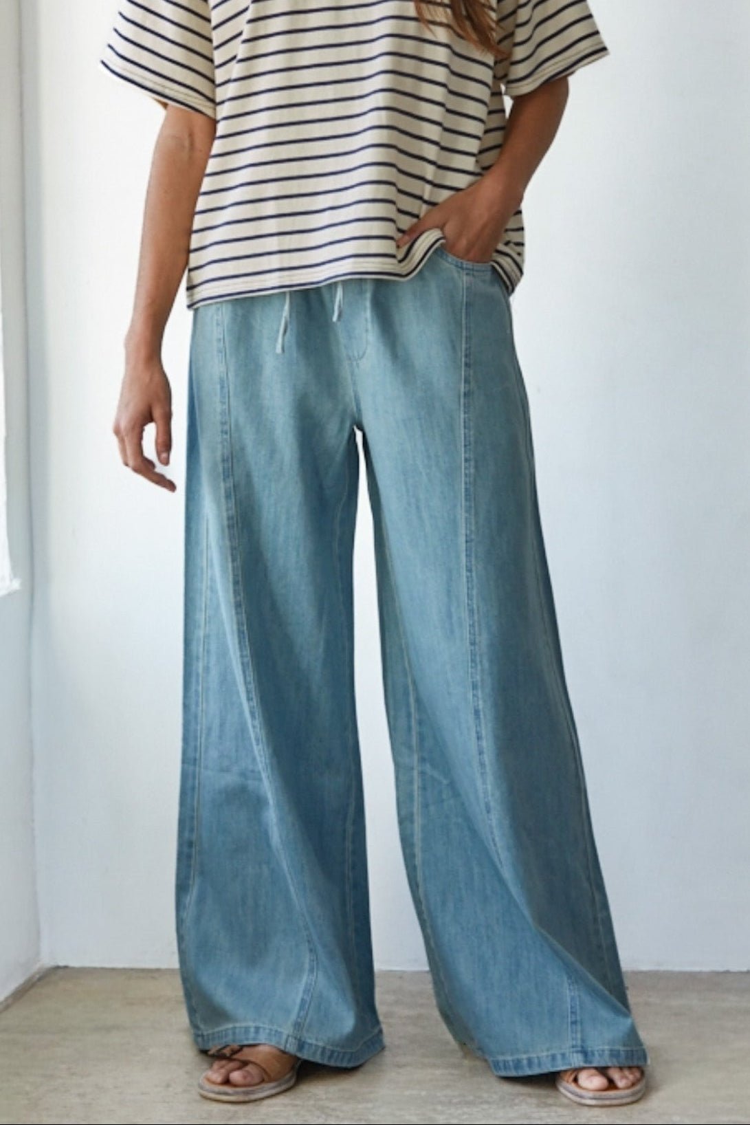 It's Groovy Wide Leg Jeans in Denim Blue - Neutral Ground