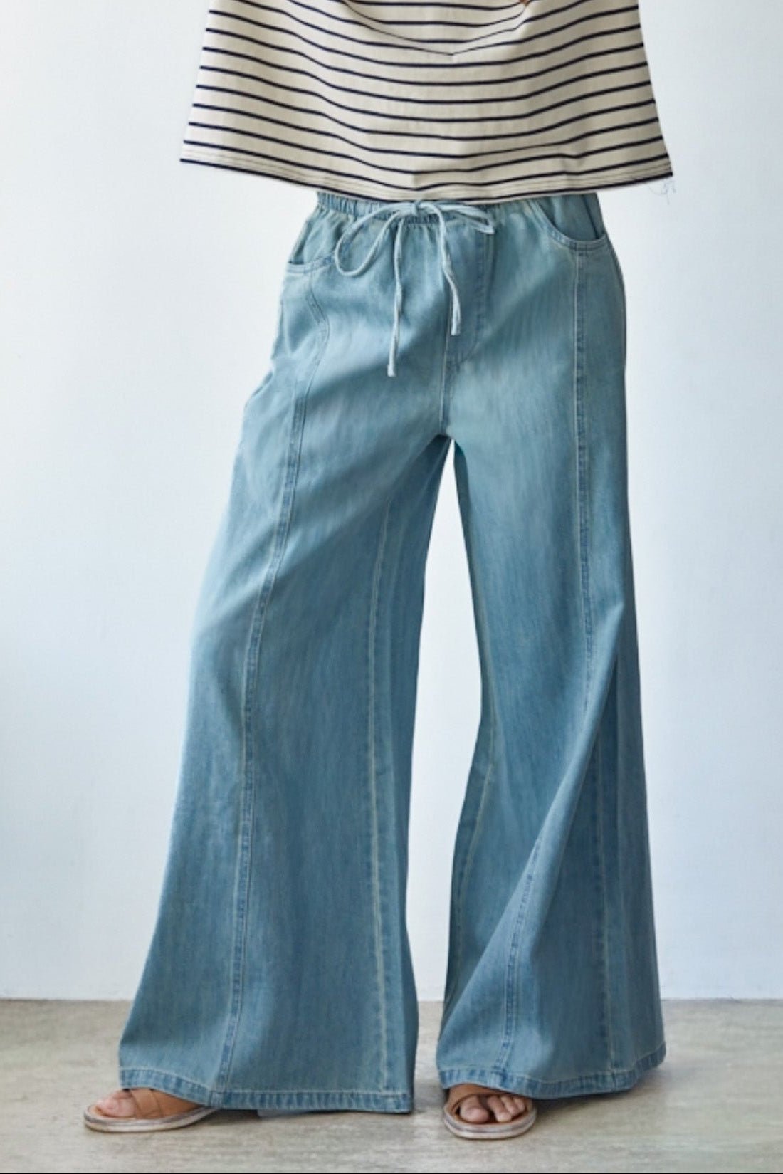 It's Groovy Wide Leg Jeans in Denim Blue - Neutral Ground
