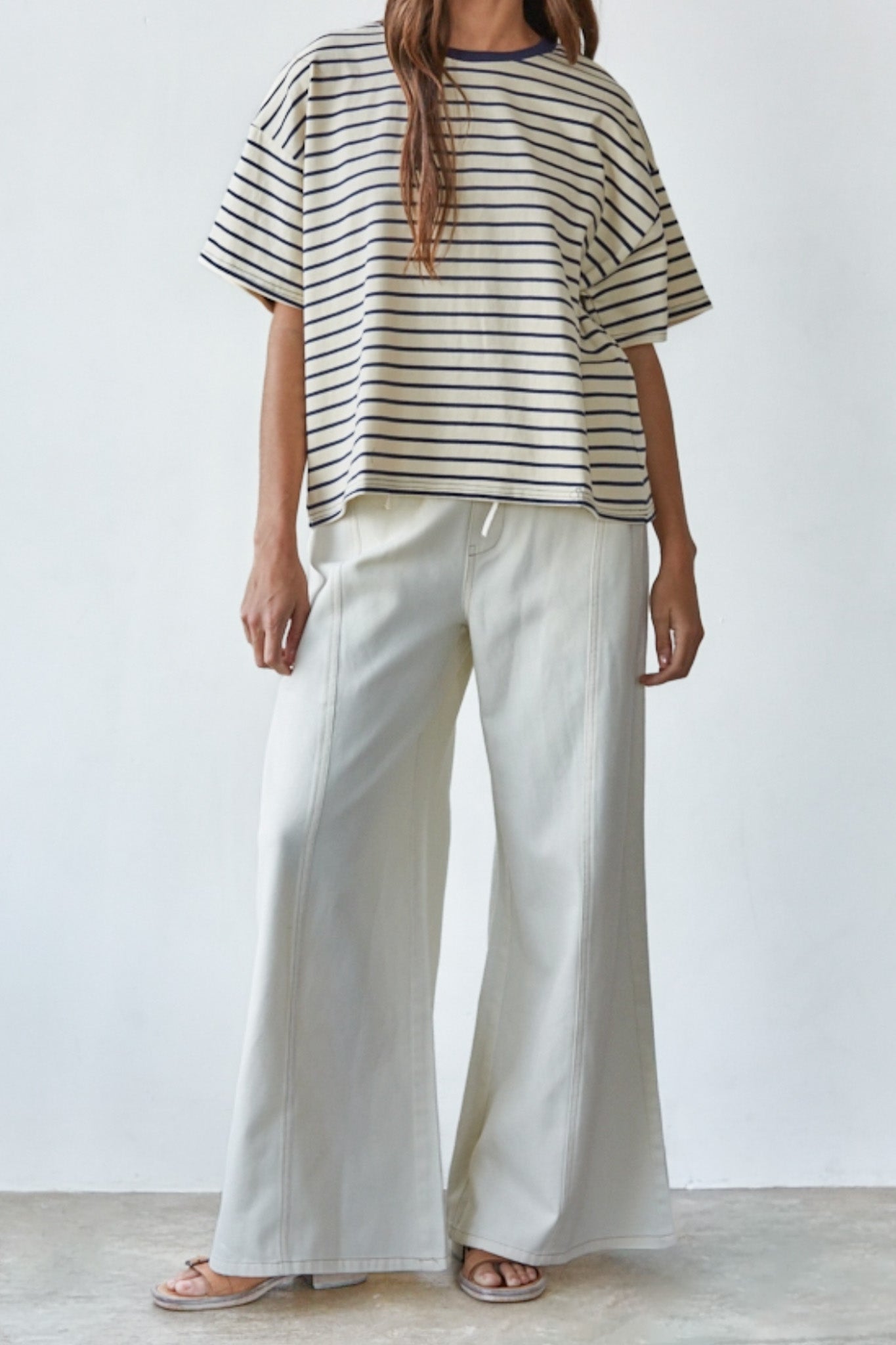 It's Groovy Wide Leg Jeans in Ecru - Neutral Ground