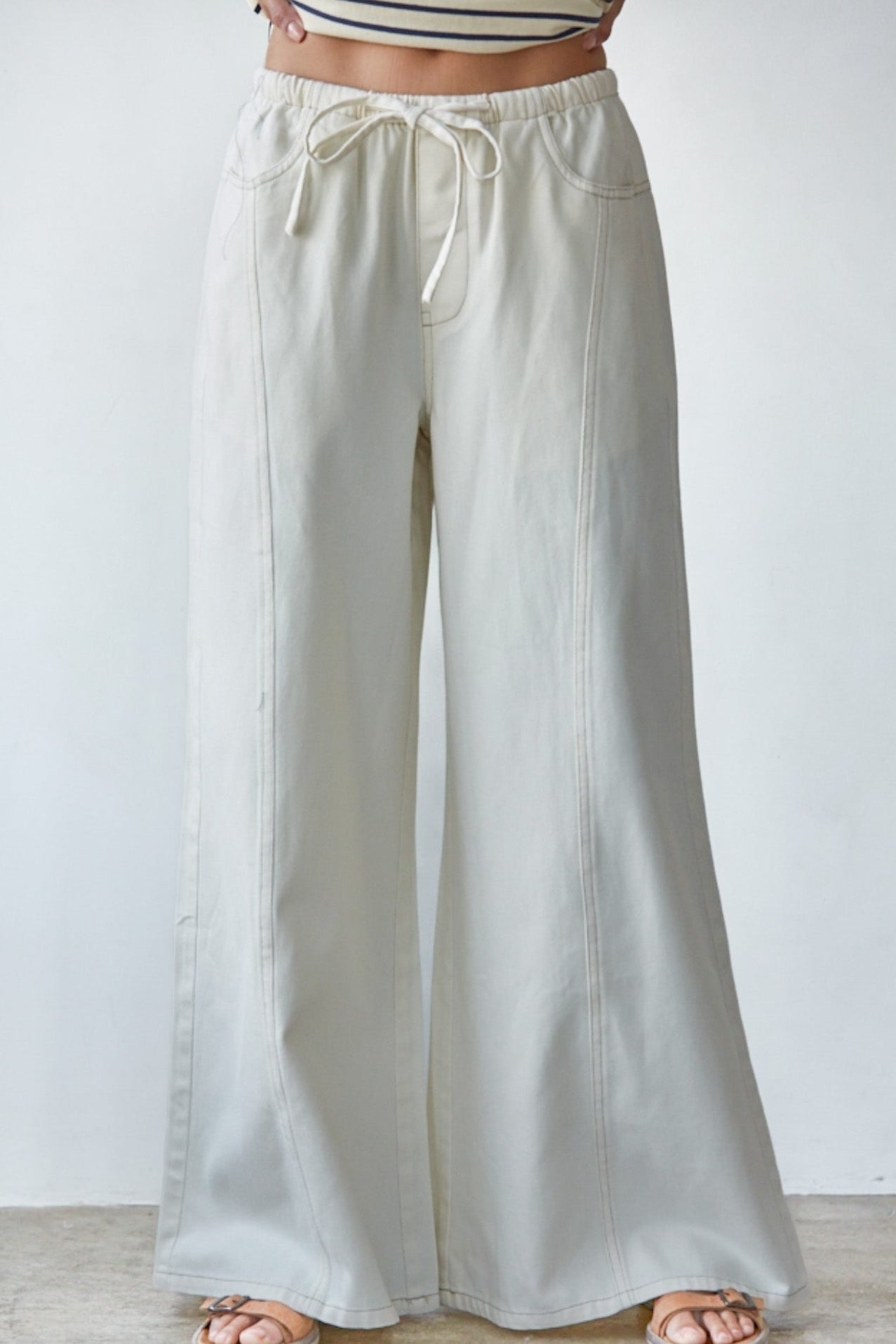 It's Groovy Wide Leg Jeans in Ecru - Neutral Ground