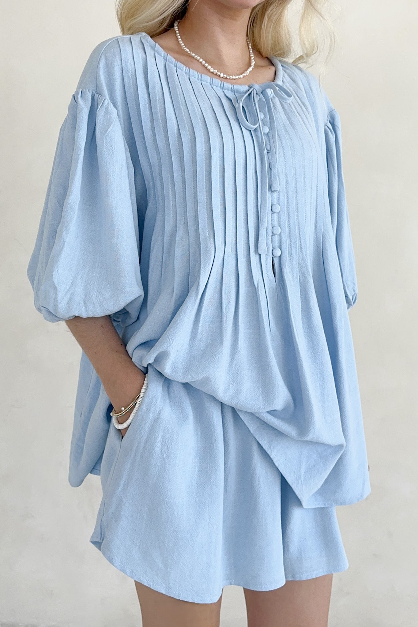 Ivy Drawstring Flared Shorts - Neutral Ground