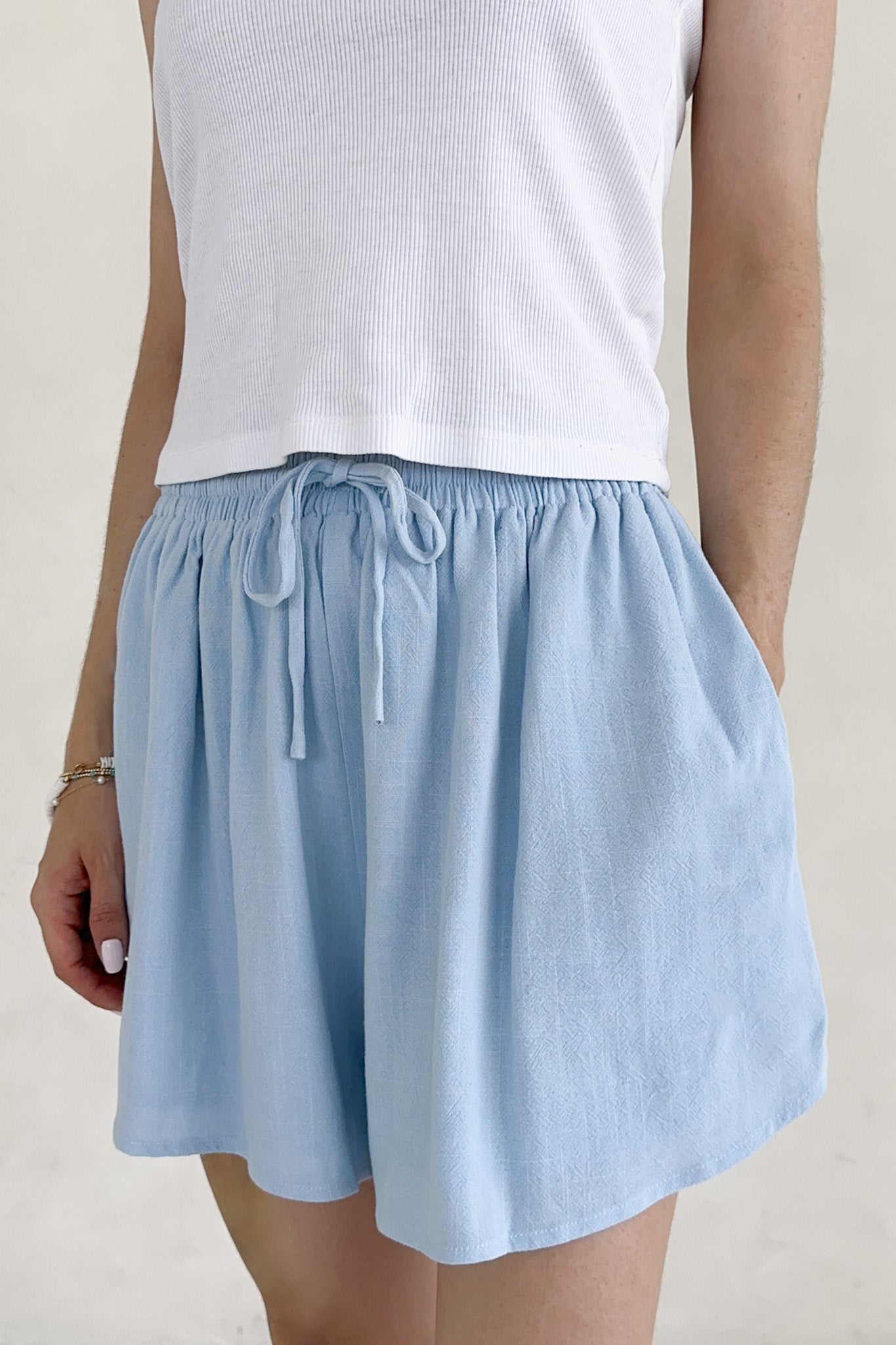 Ivy Drawstring Flared Shorts - Neutral Ground