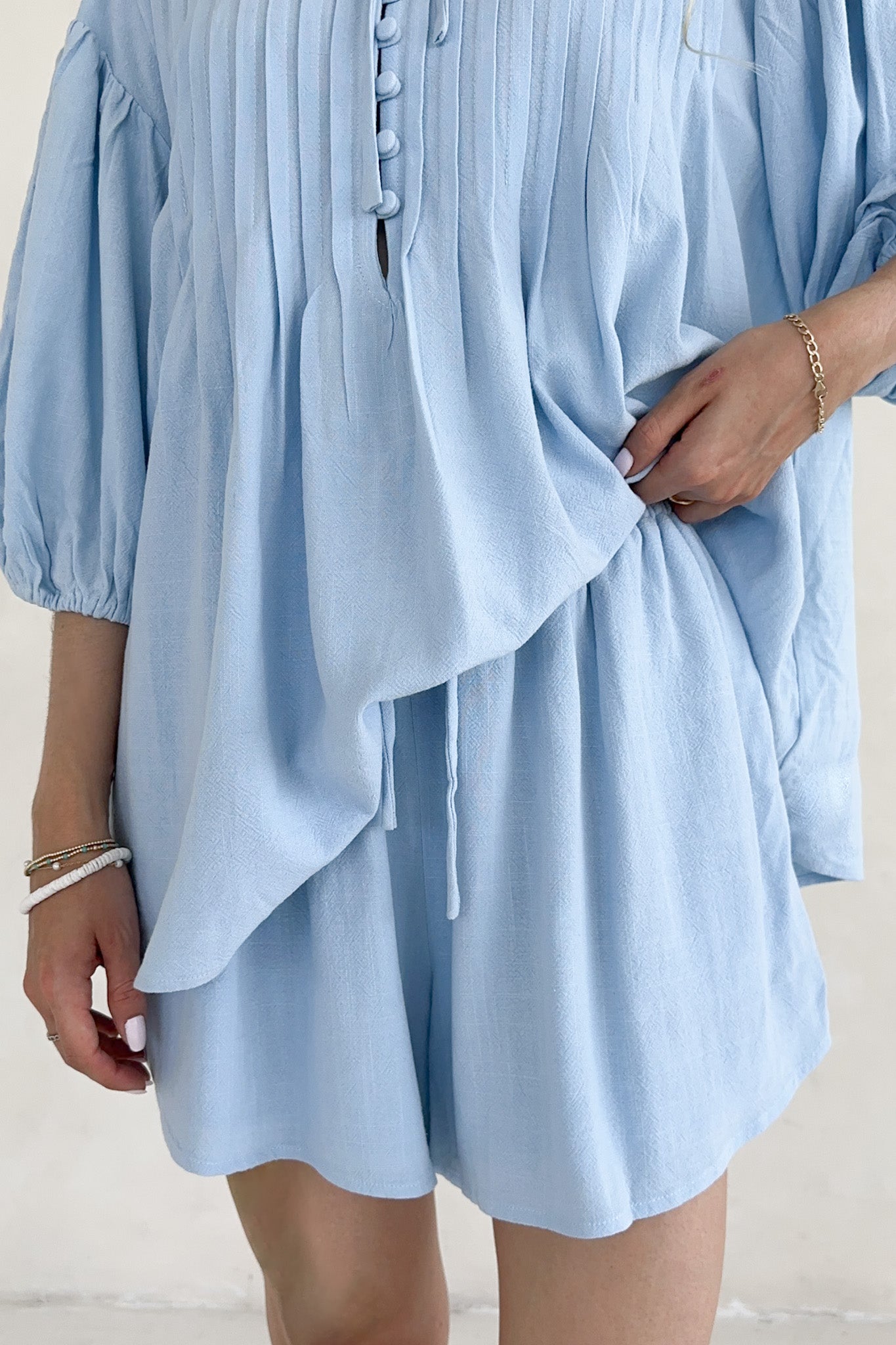 Ivy Drawstring Flared Shorts - Neutral Ground