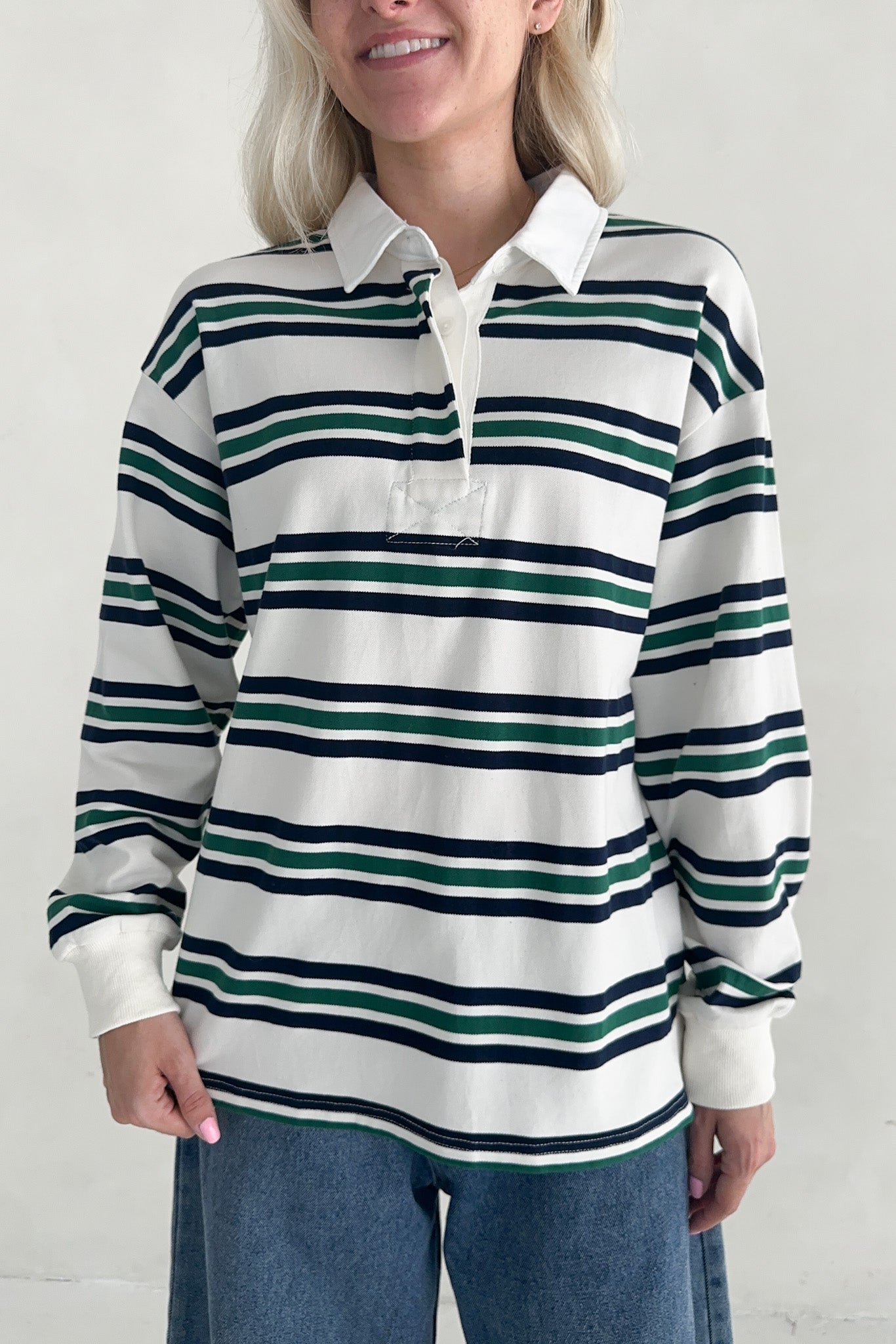 Jackson Classic Striped Collared Long Sleeve Top - Neutral Ground