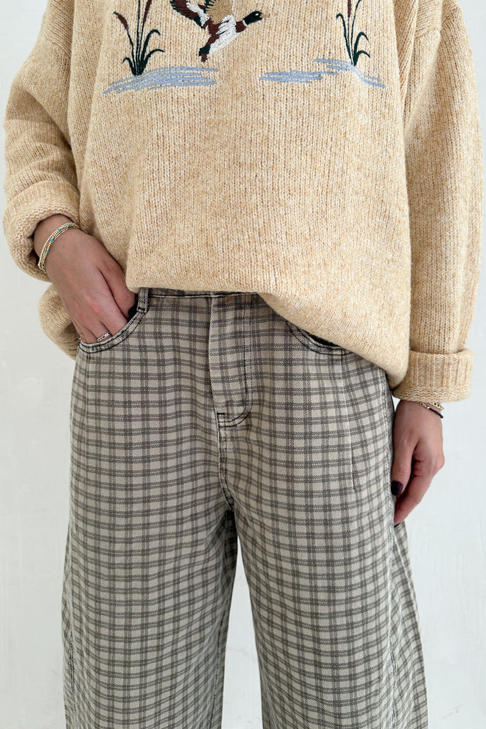 Jackson Mini Checkered Pattern Barrel Pants - Neutral Ground