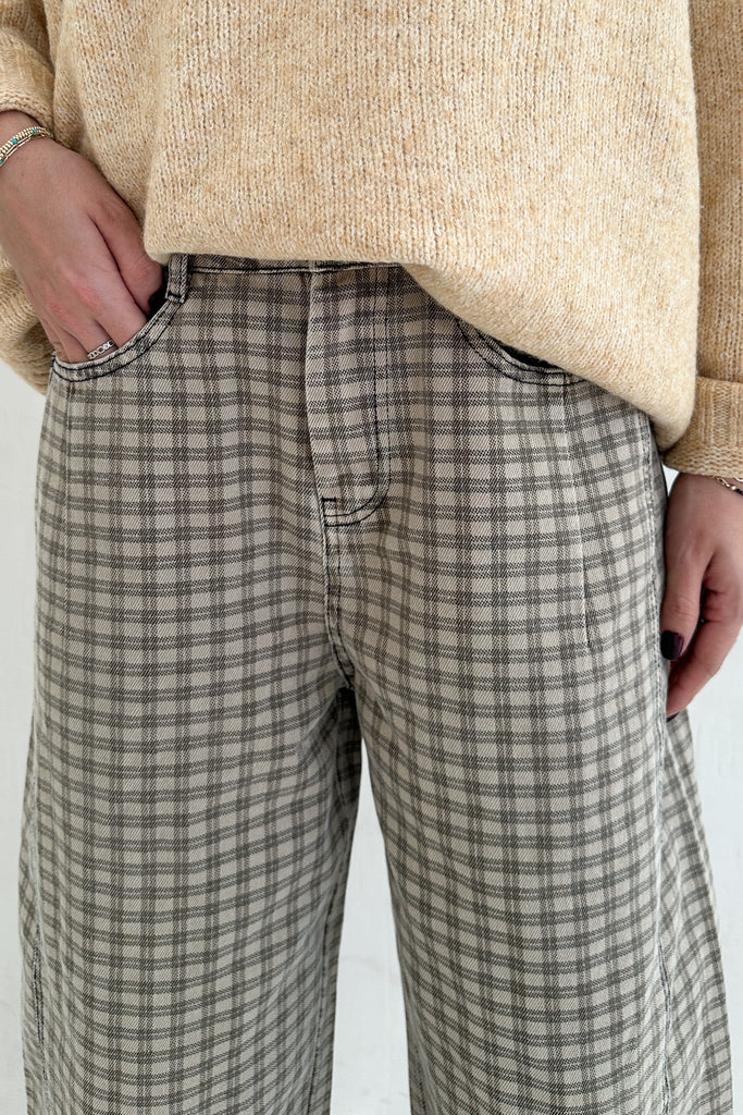 Jackson Mini Checkered Pattern Barrel Pants - Neutral Ground