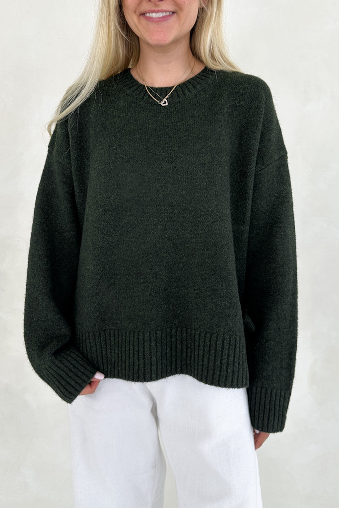 Jade Side Tie Sweater in Deep Green - Neutral Ground