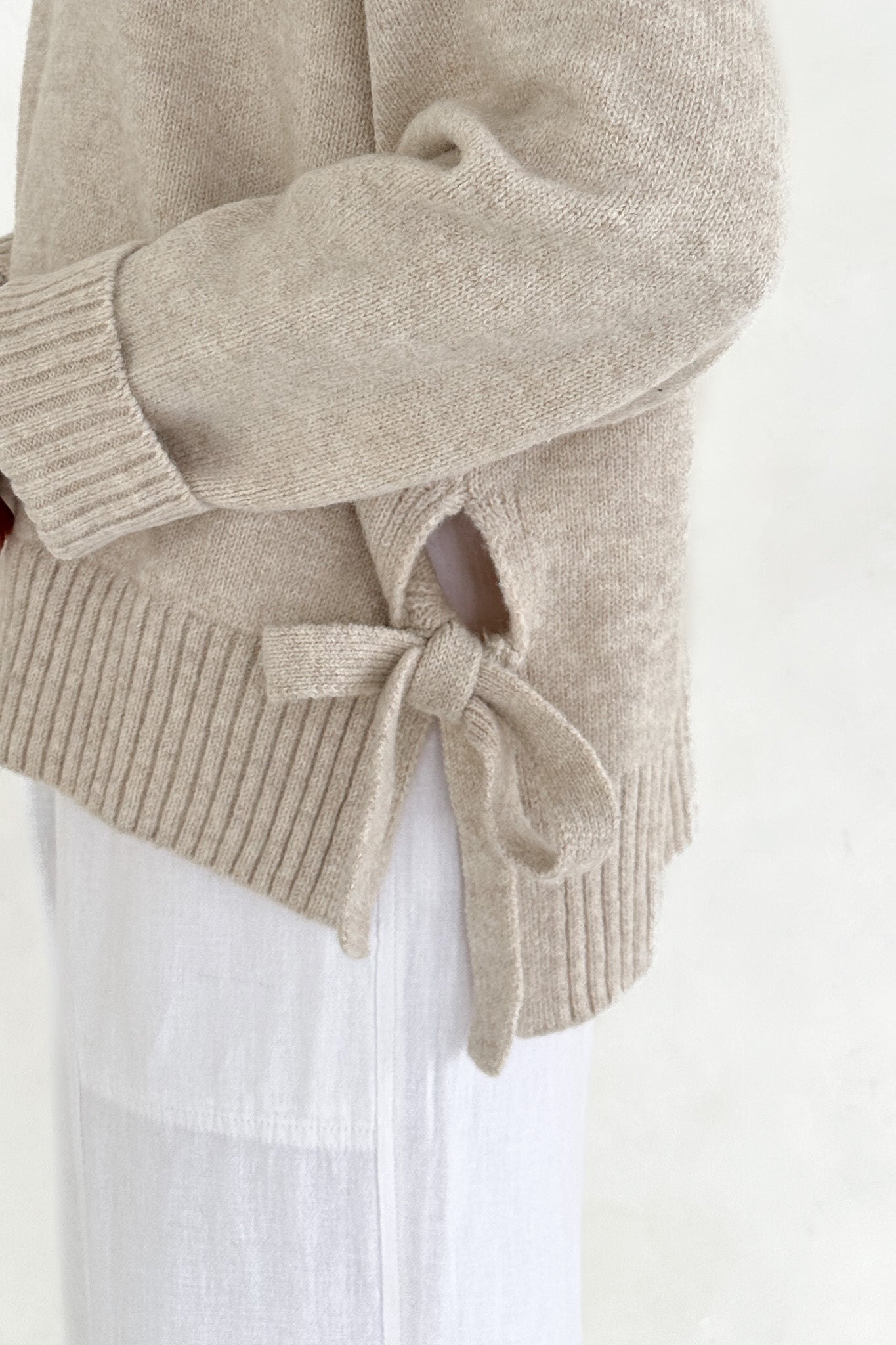 Jade Side Tie Sweater in Natural - Neutral Ground