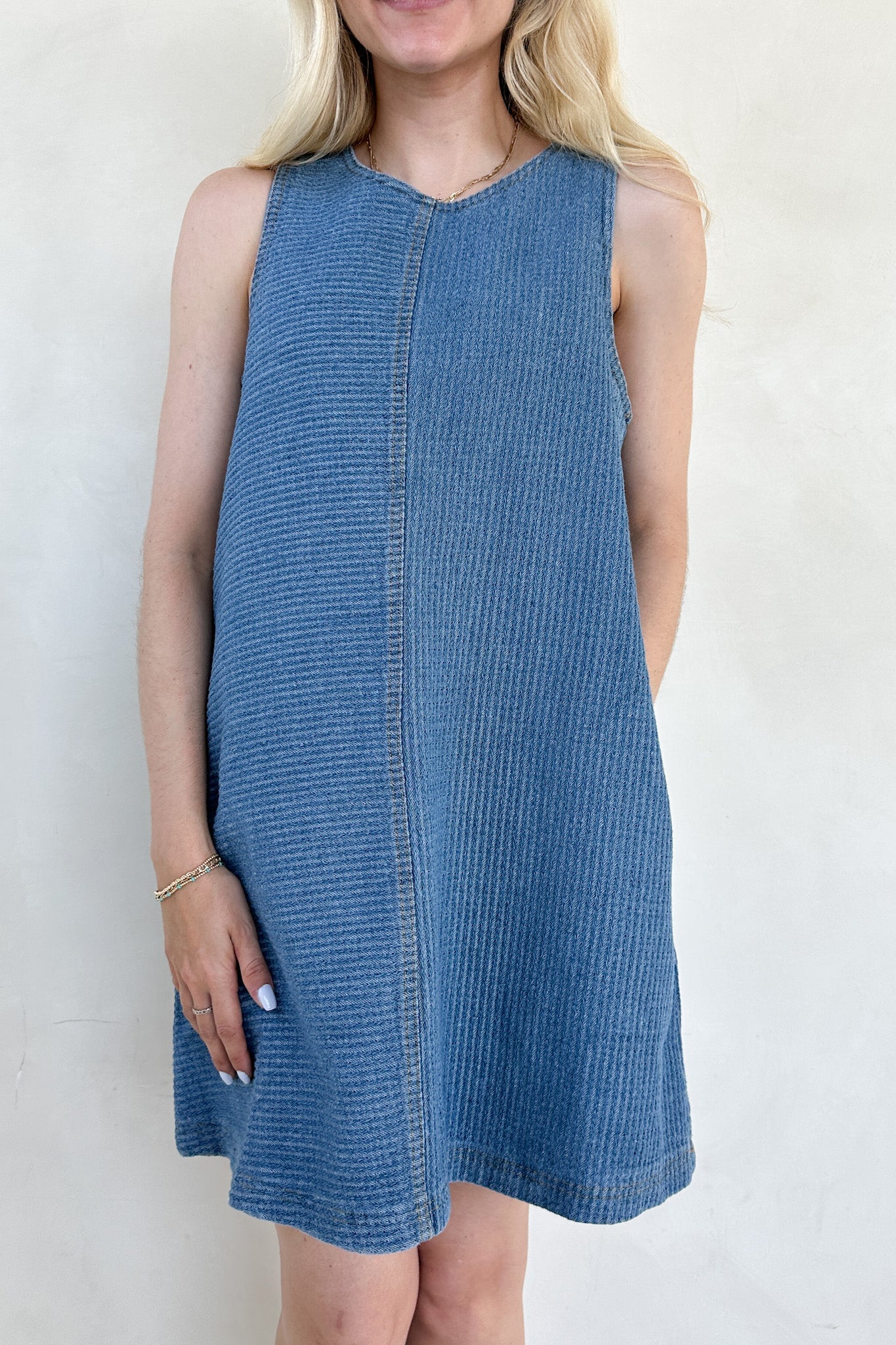 Joey Denim Mini Dress - Neutral Ground