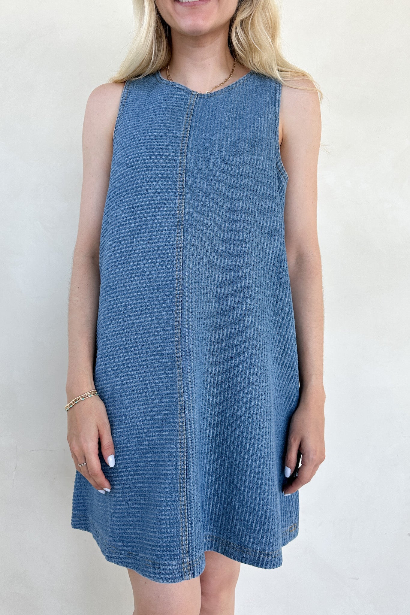 Joey Denim Mini Dress - Neutral Ground