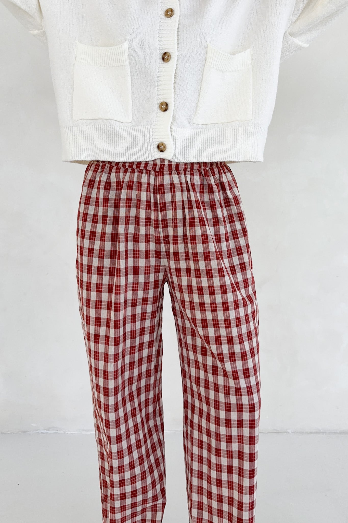 Johnny Cotton Paid Pants in Red - Neutral Ground