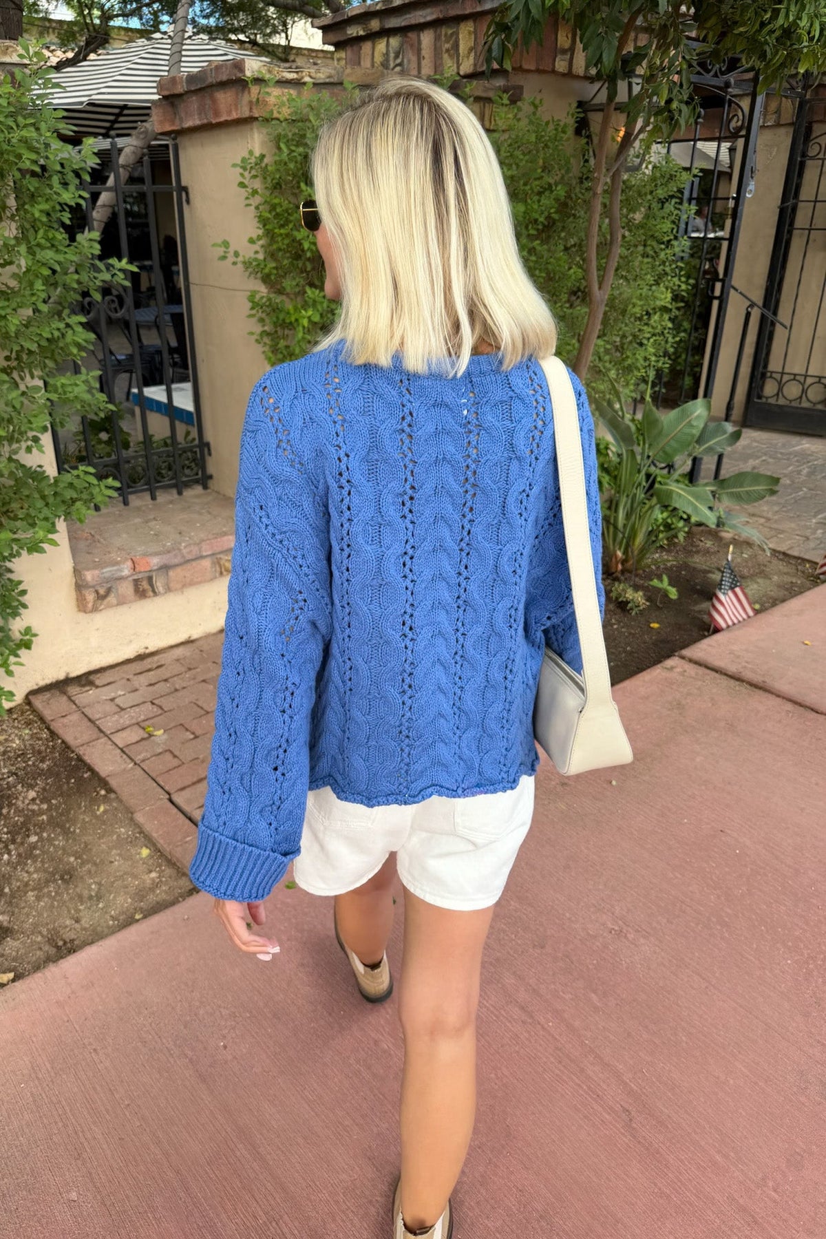 Jolie Lightweight Cable Knit Sweater Top in Blue - Neutral Ground