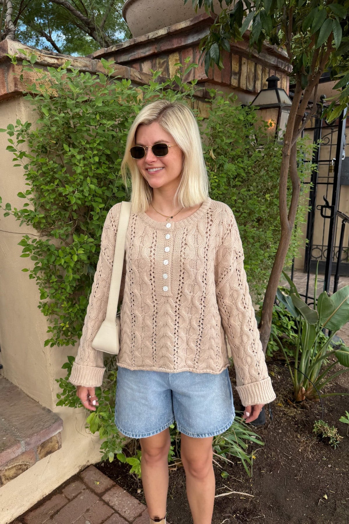 Jolie Lightweight Cable Knit Sweater Top in Neutral - Neutral Ground