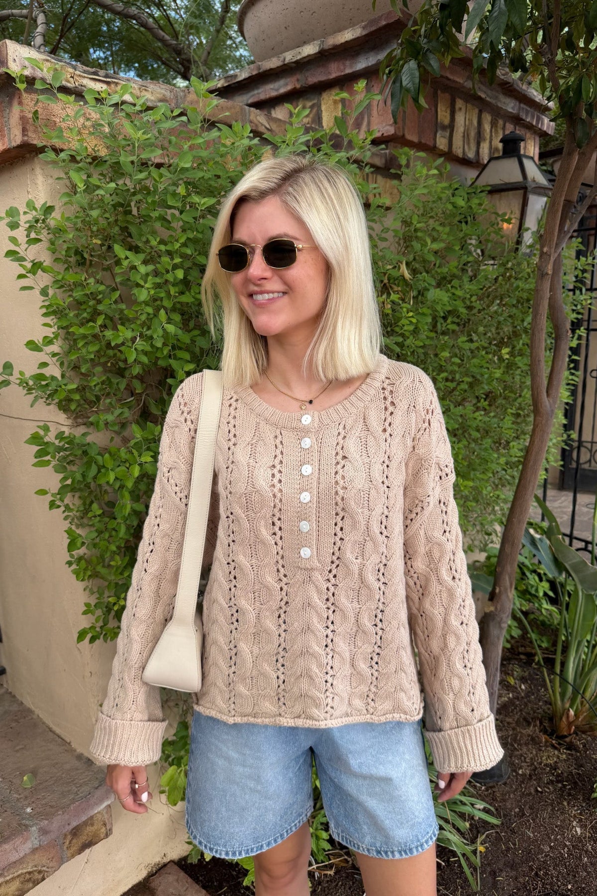 Jolie Lightweight Cable Knit Sweater Top in Neutral - Neutral Ground