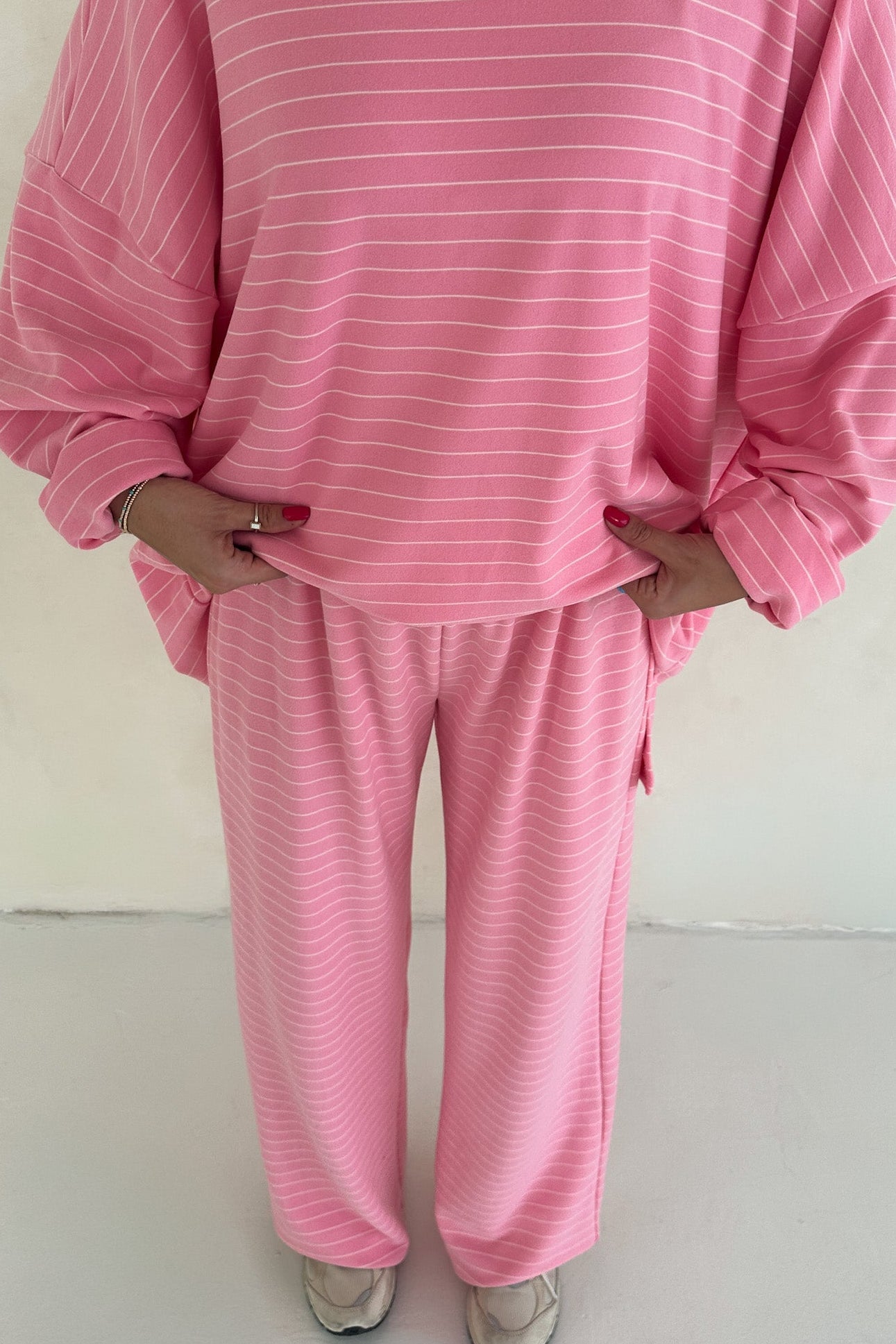 Juliette Ultra Soft Striped Pants in Pink and White - Neutral Ground