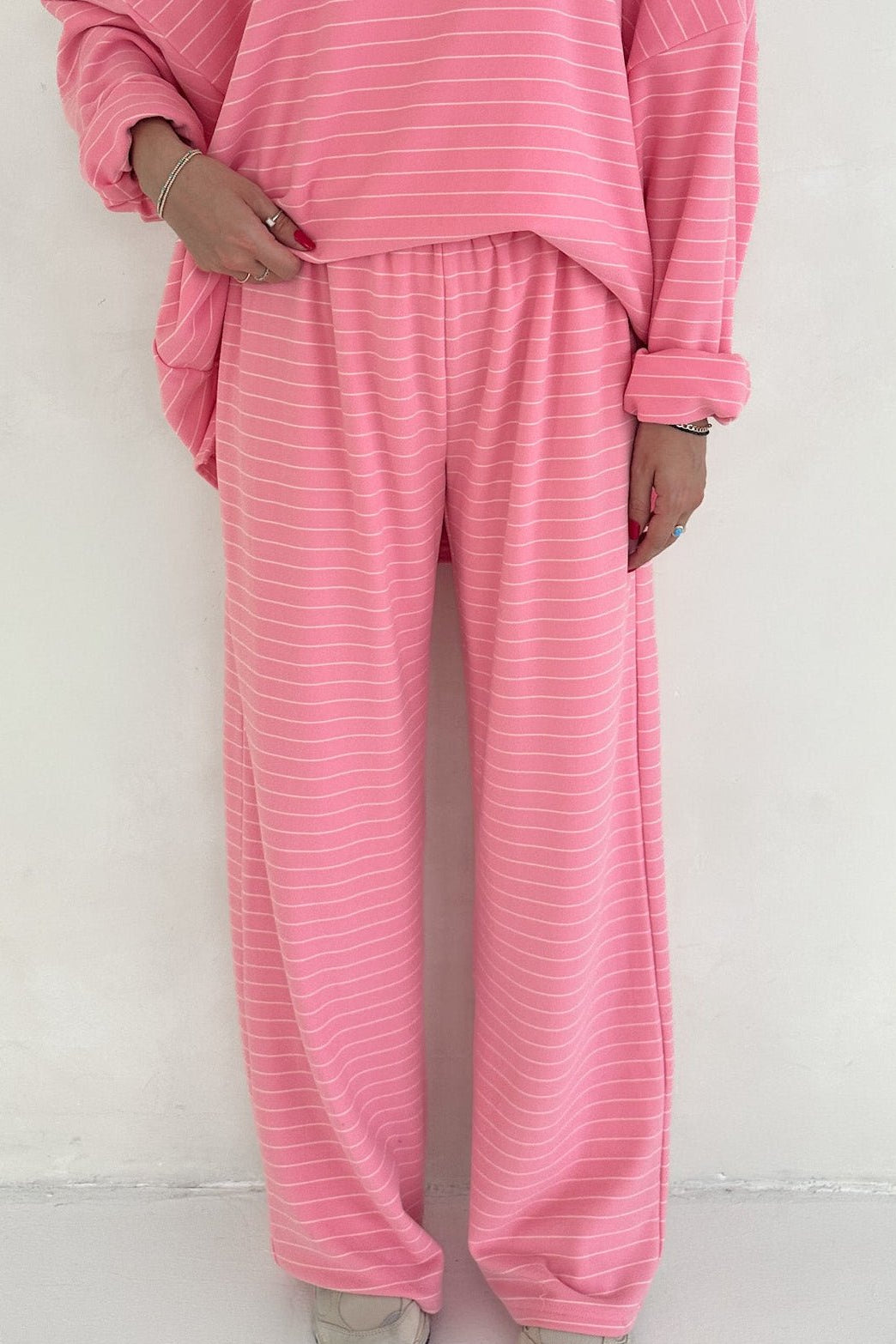 Juliette Ultra Soft Striped Pants in Pink and White - Neutral Ground