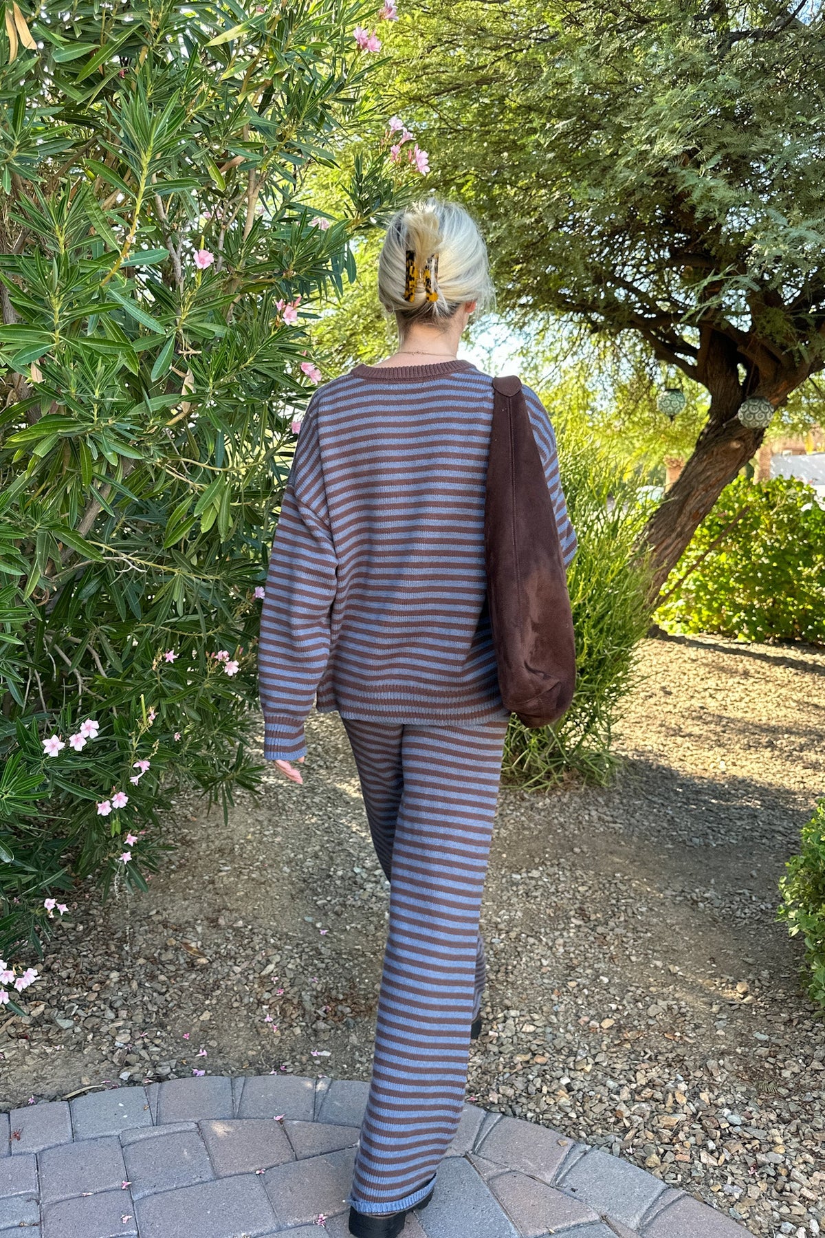 Keep It Cozy Striped Crew Neck Sweater - Neutral Ground