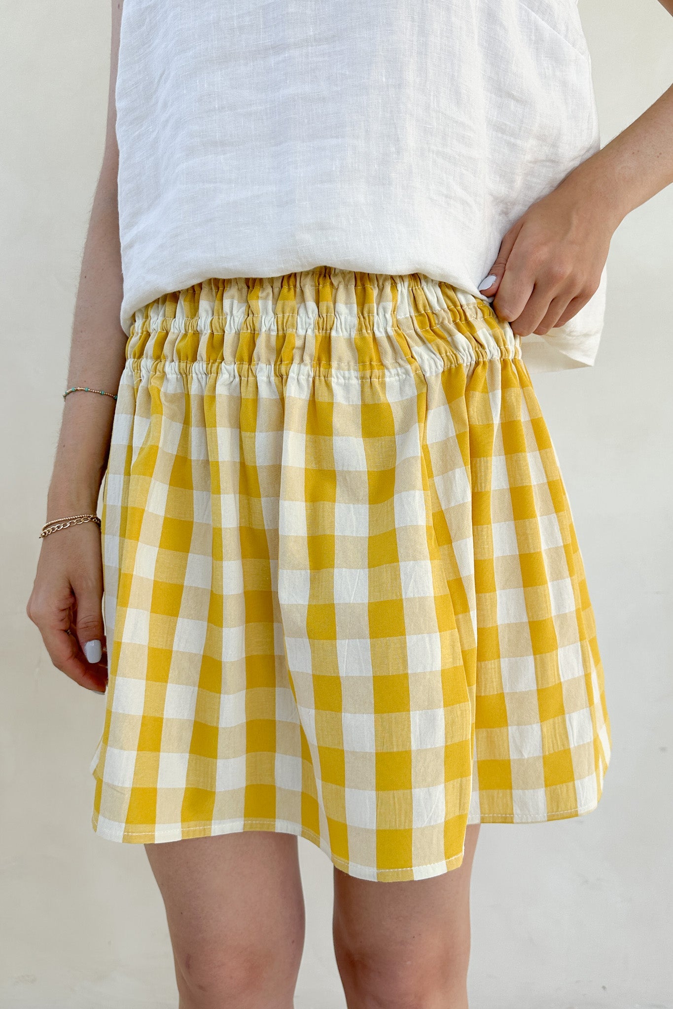 Kennedy Checkered Pattern Plaid Skirt - Neutral Ground