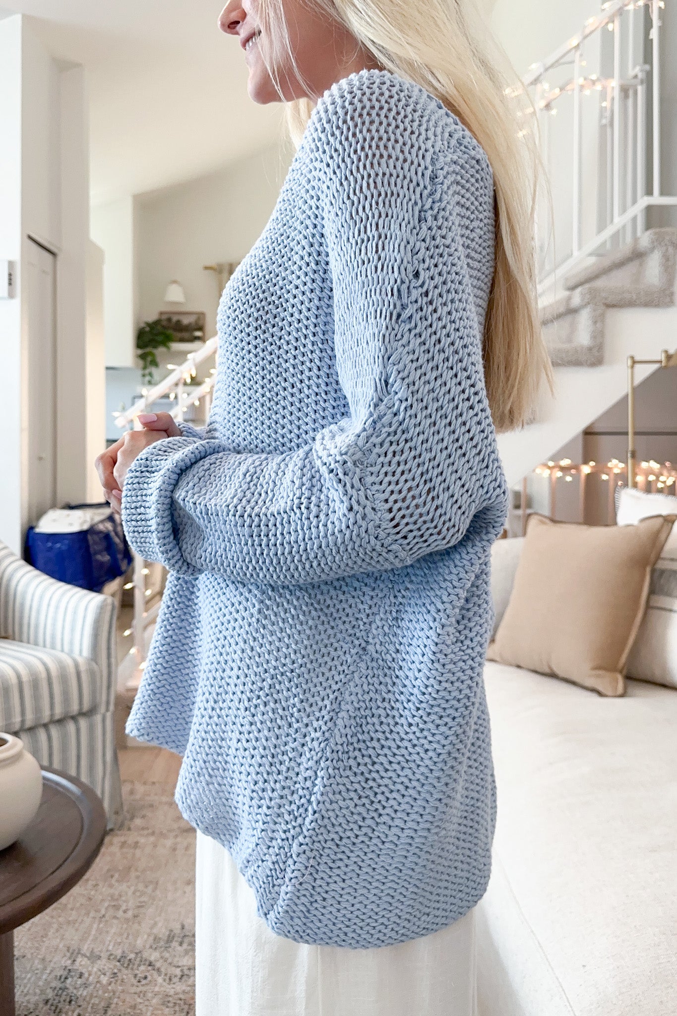 Kira Lightweight Knit Sweater in Blue - Neutral Ground